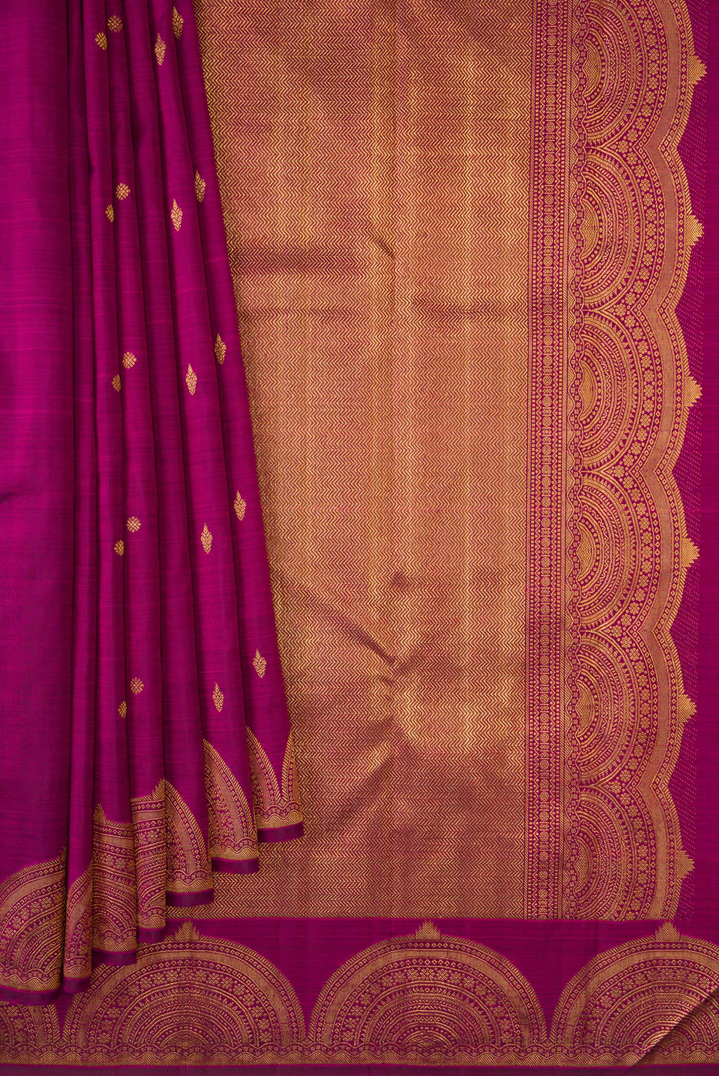 Magenta Kanjivaram Silk Saree - Image 4