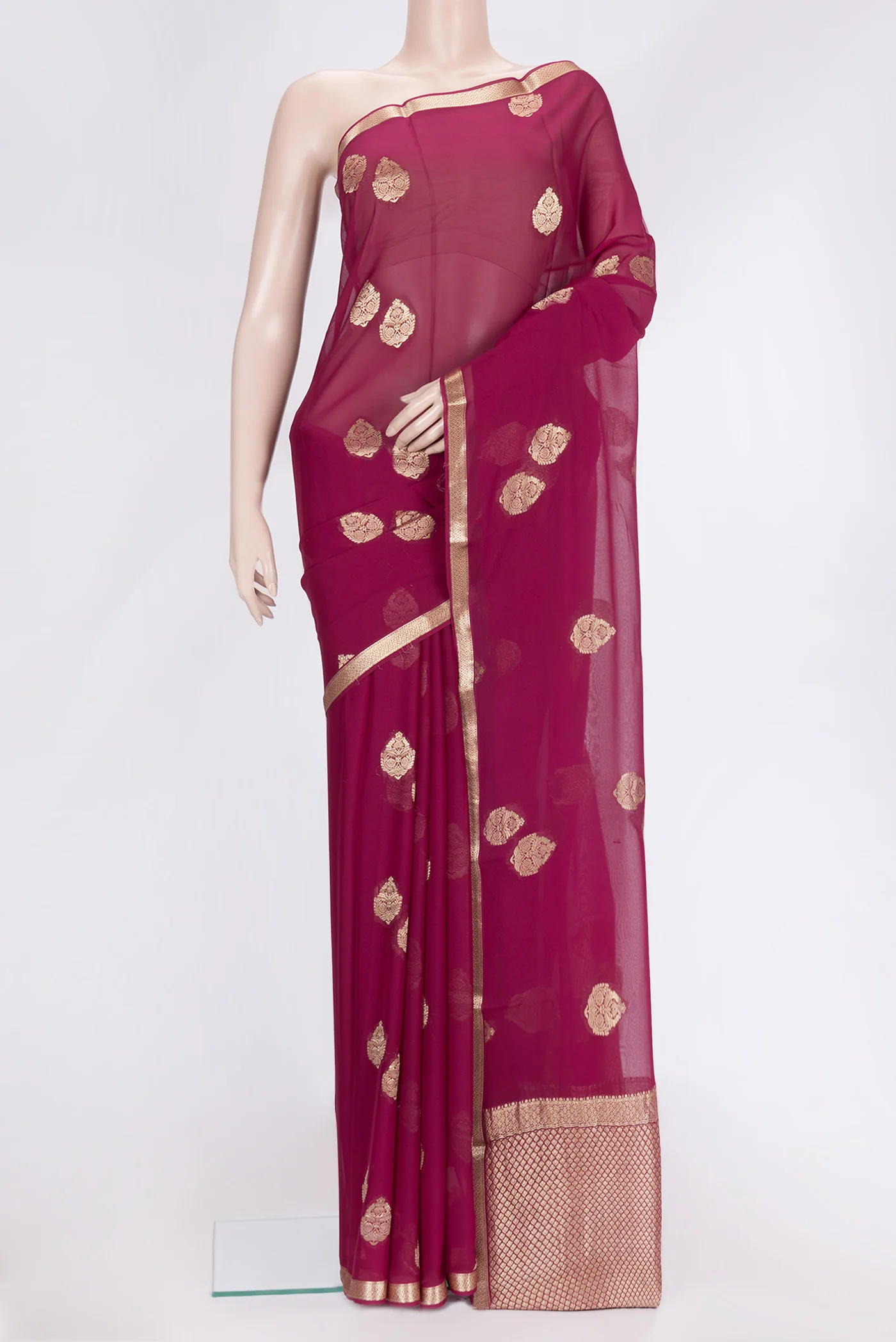 Magenta Mysore Georgette Saree