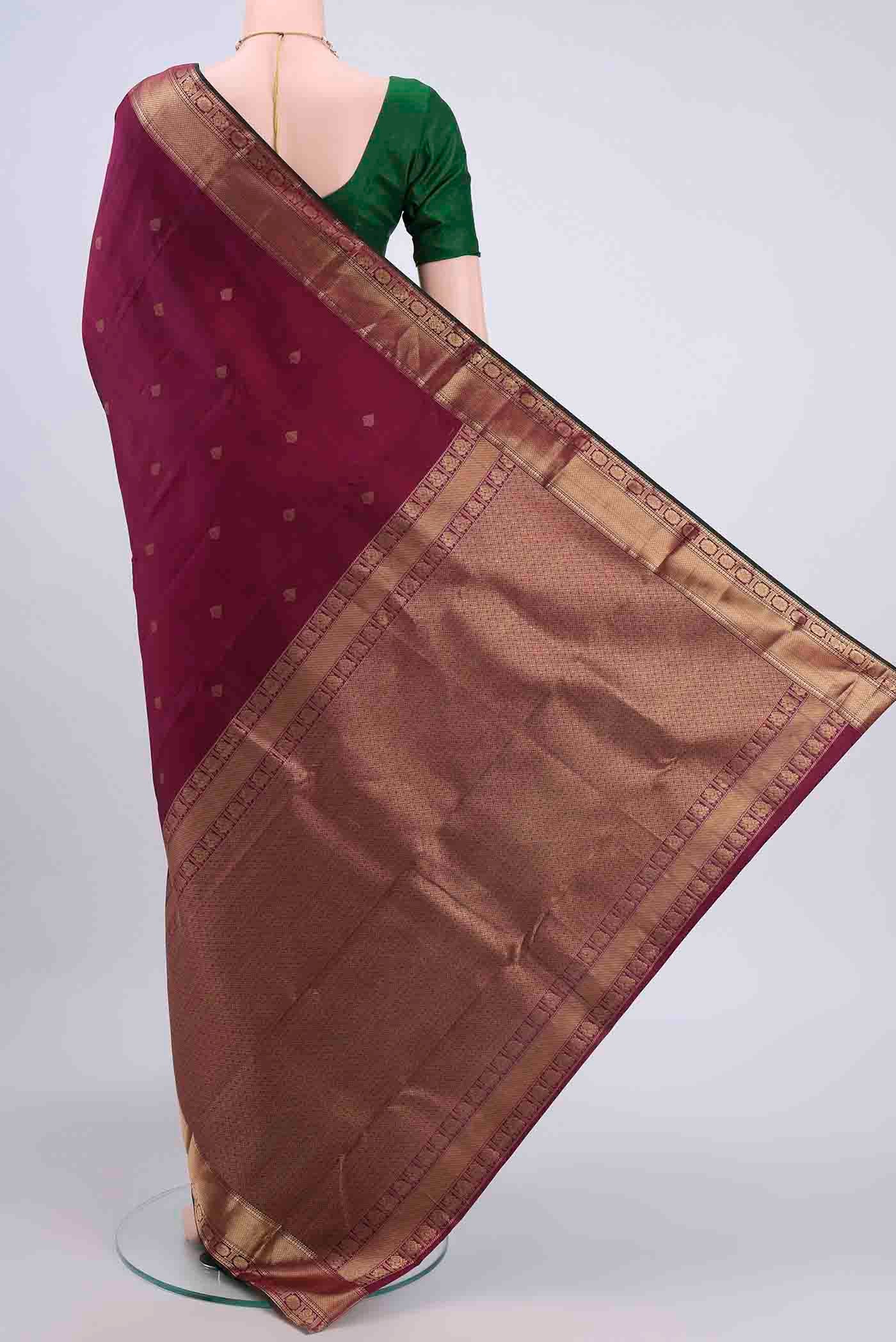Magenta Kanchipuram Silk Saree - Image 3
