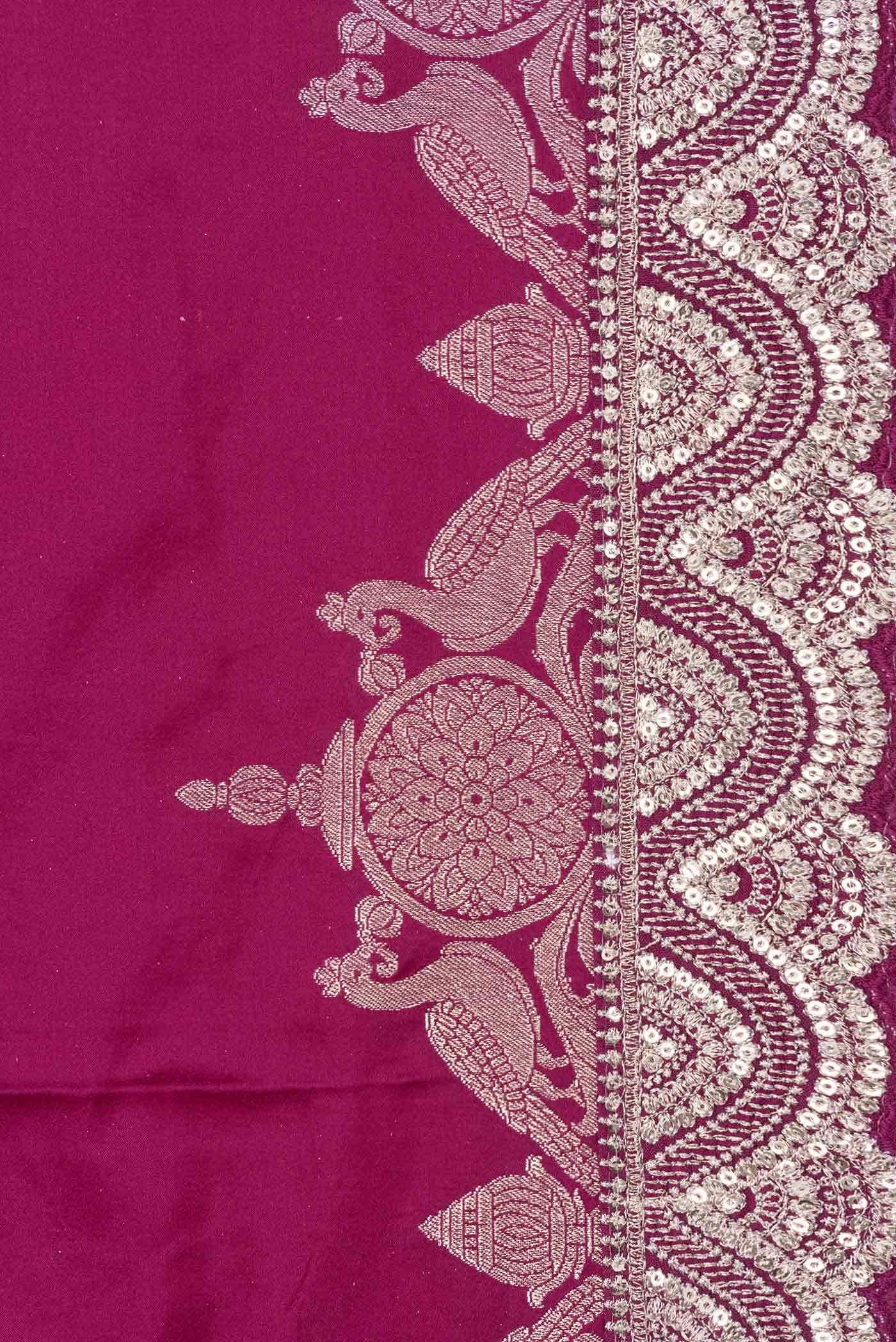 Magenta Dual Tone Satin Crepe Saree - Image 3