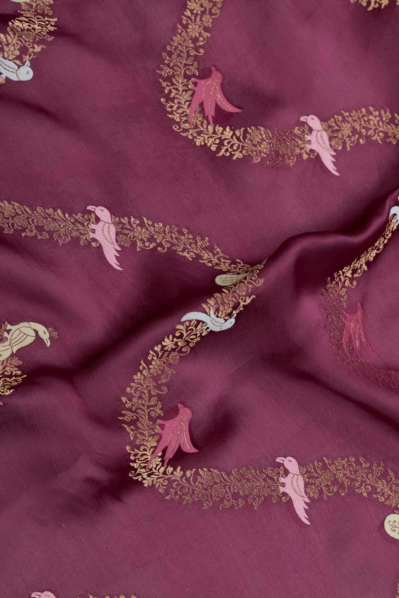 Magenta Dual Tone Satin Crepe Saree - Image 2