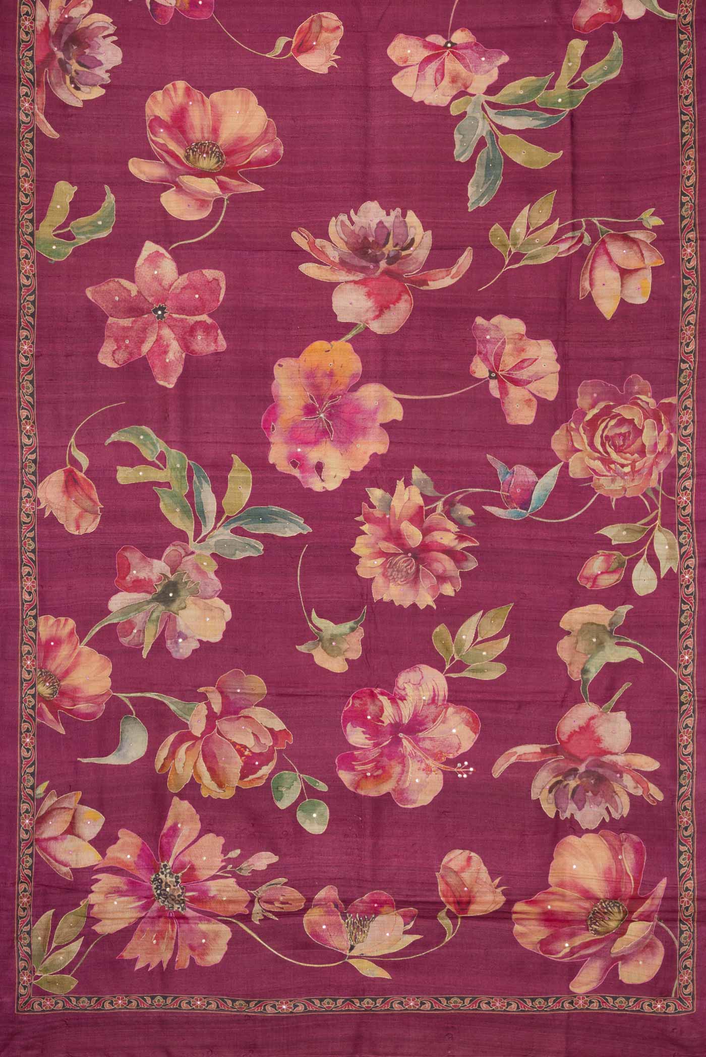 Magenta Dual Tone Tussar Silk Saree - Image 6
