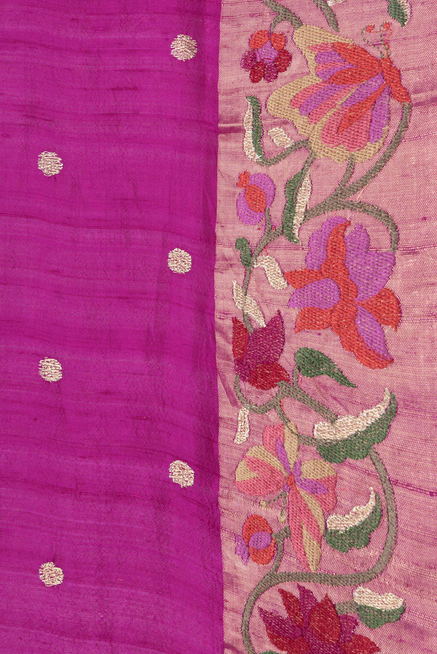 Magenta Tussar Silk Saree - Image 3