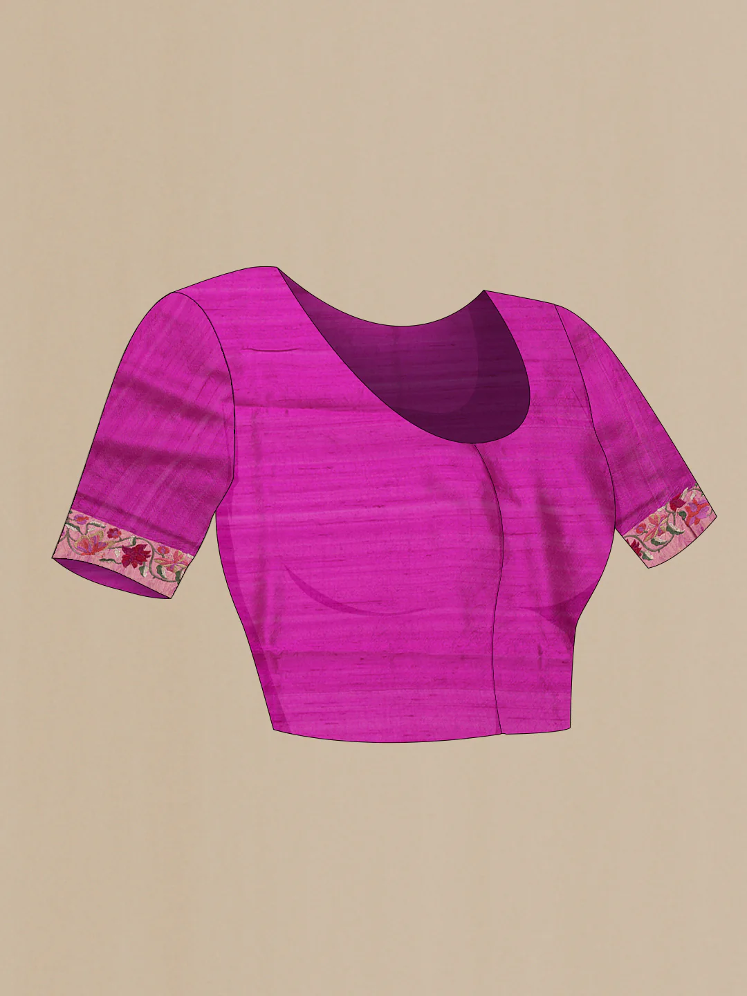 Magenta Tussar Silk Saree - Image 5