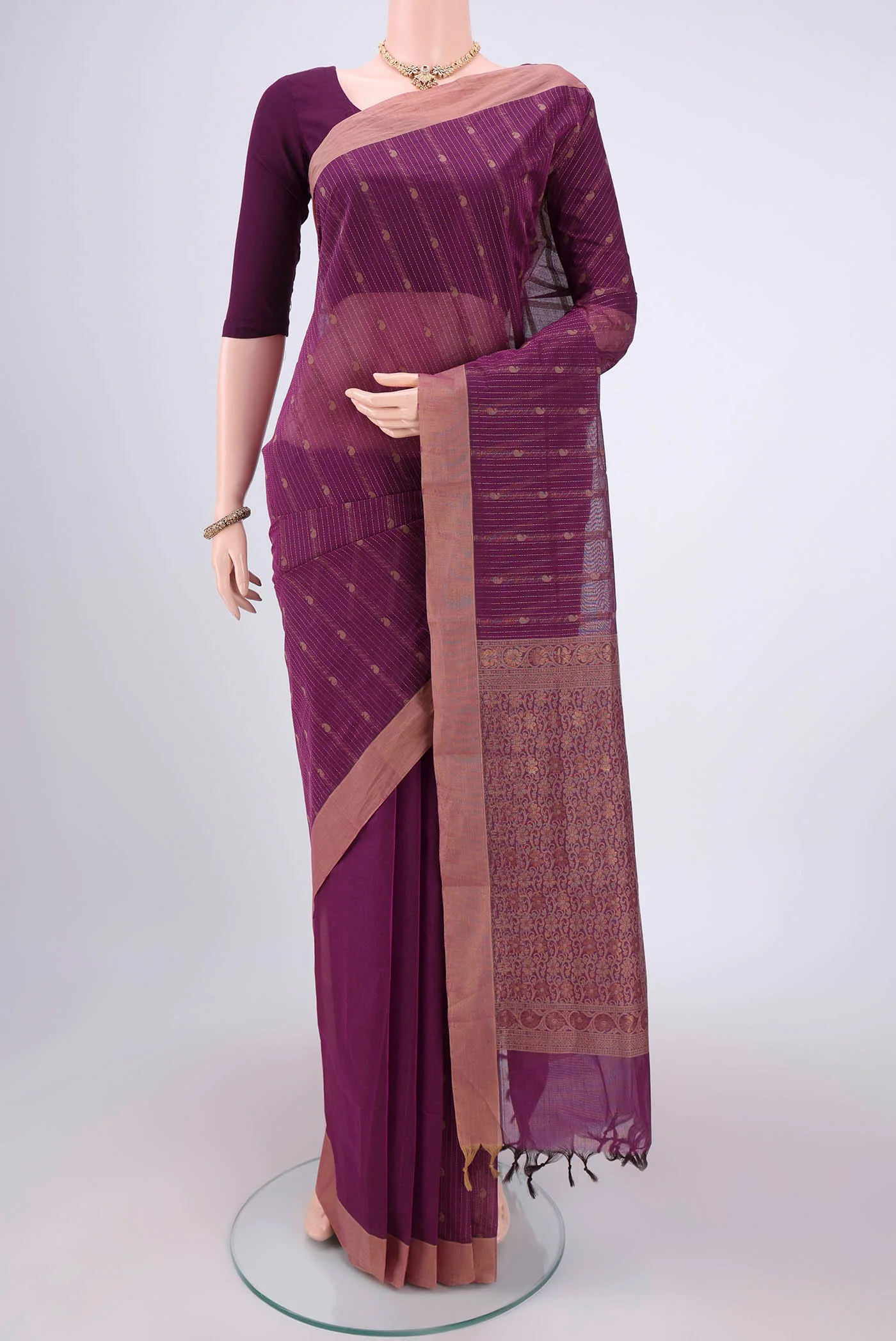 Purple Kanchi Cotton Saree