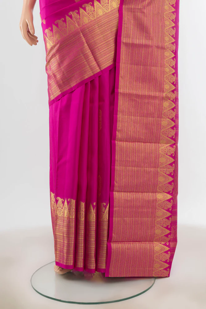 Rani Pink Kanchipuram Silk Saree - Image 3