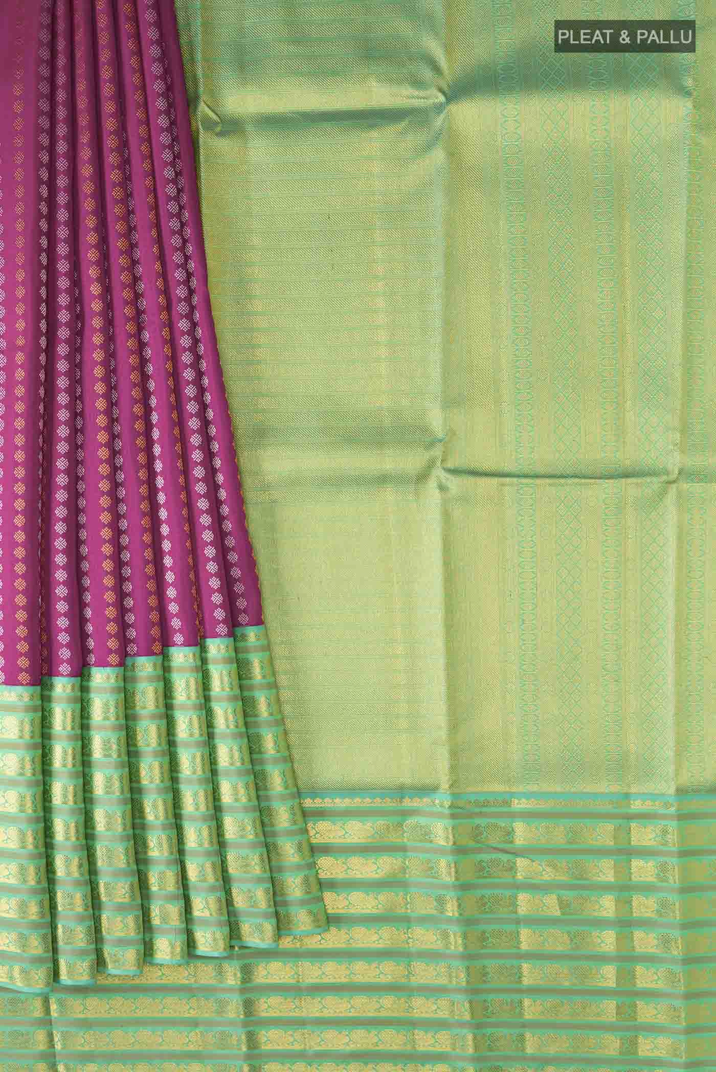Magenta Kanjivaram Silk Saree - Image 4