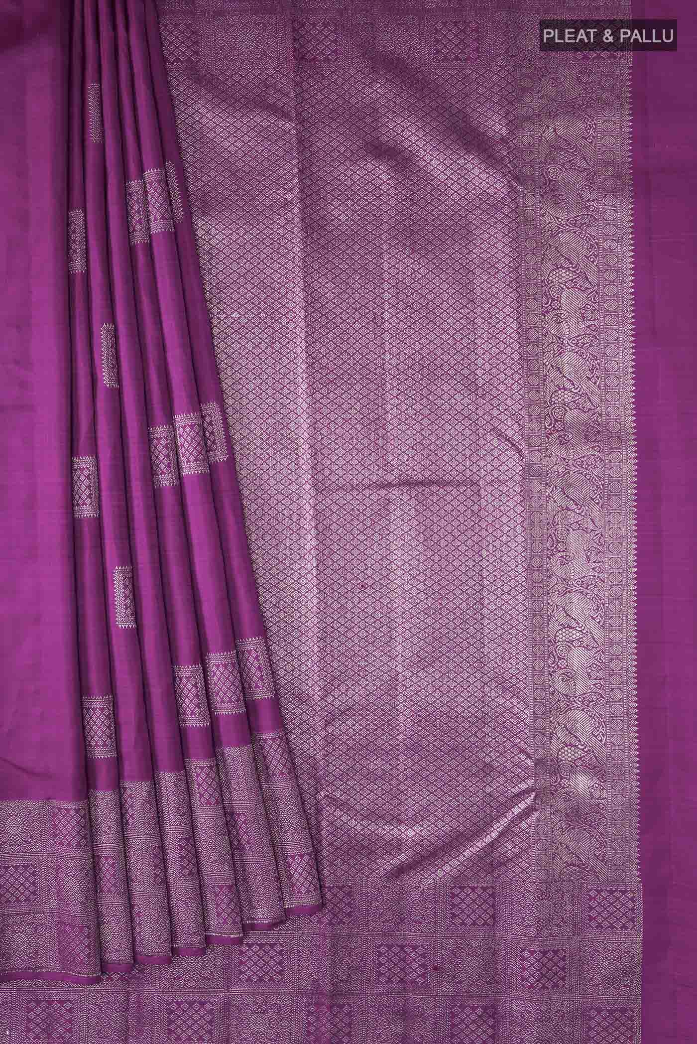 Magenta Kanjivaram Silk Saree - Image 4