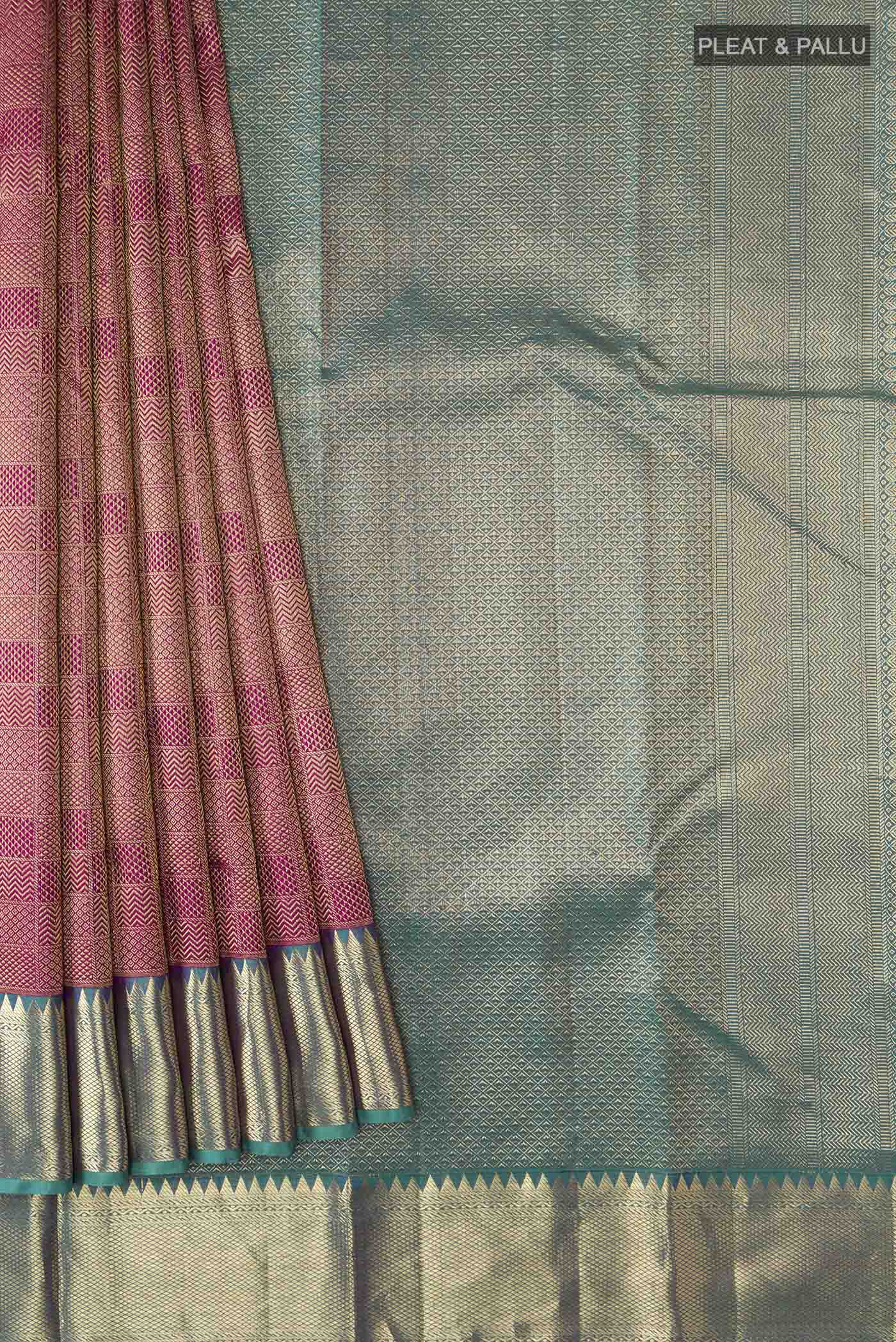 Magenta Kanchipuram Silk Saree - Image 4