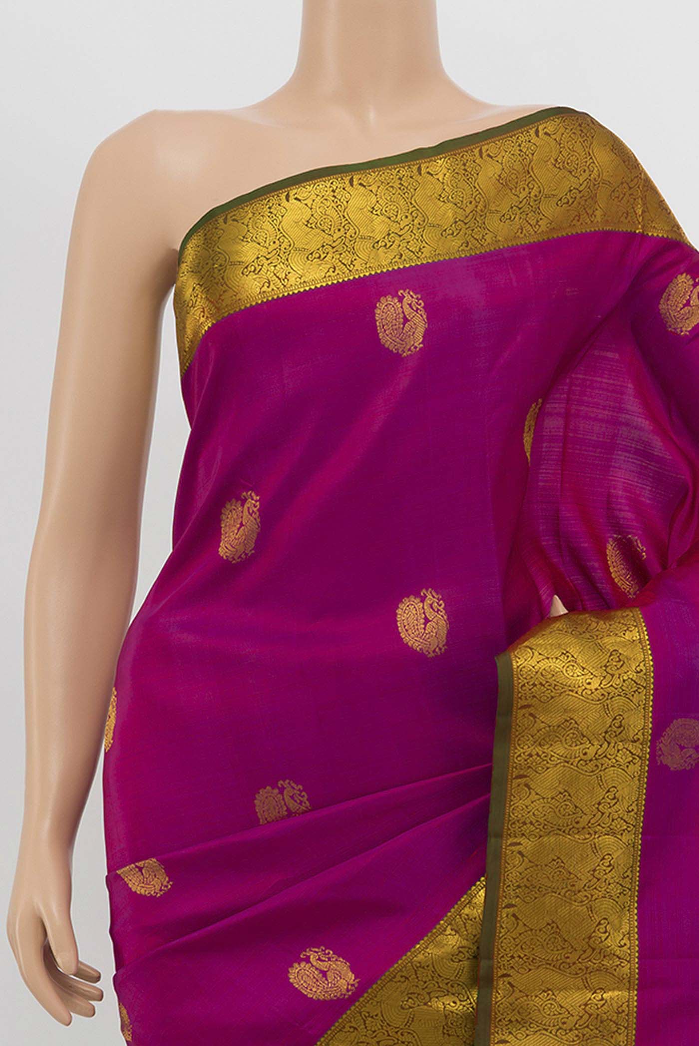 Magenta Kanjivaram Silk Saree - Image 2