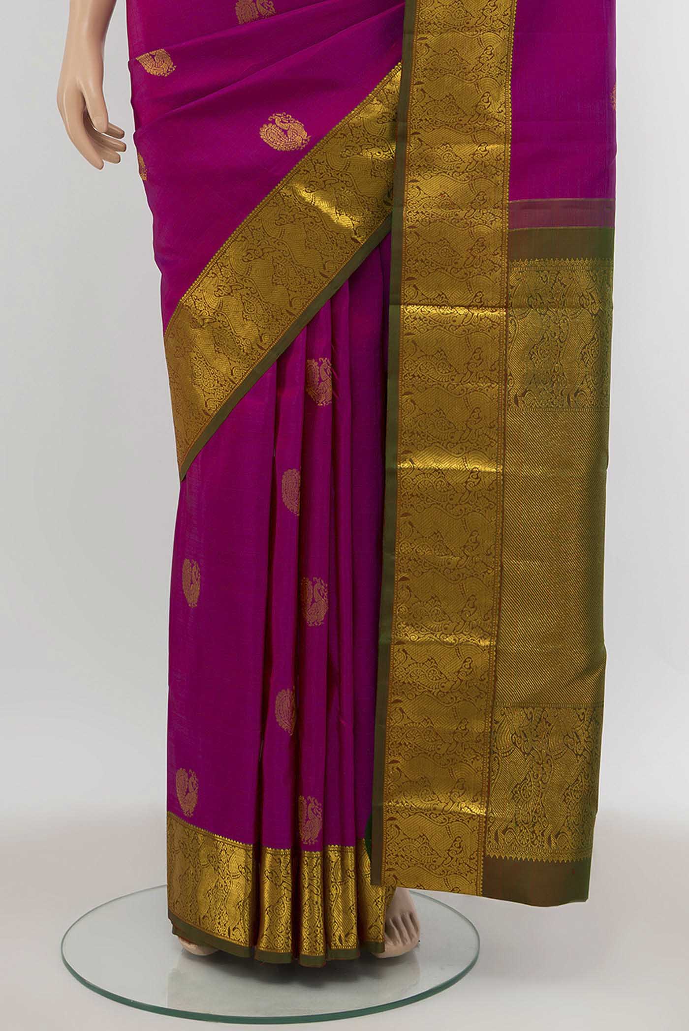 Magenta Kanjivaram Silk Saree - Image 3