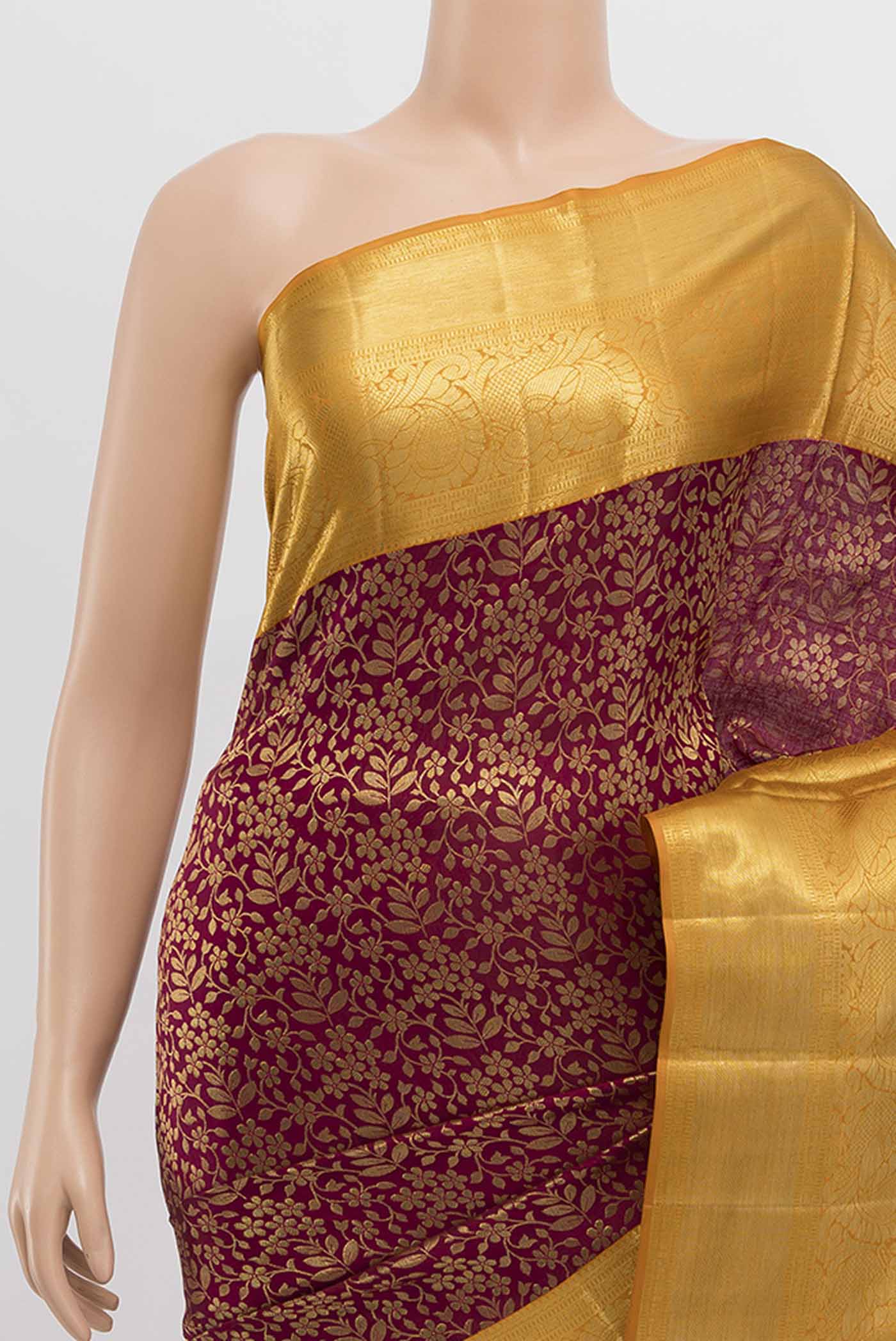 Magenta Kanchipuram Silk Saree - Image 2