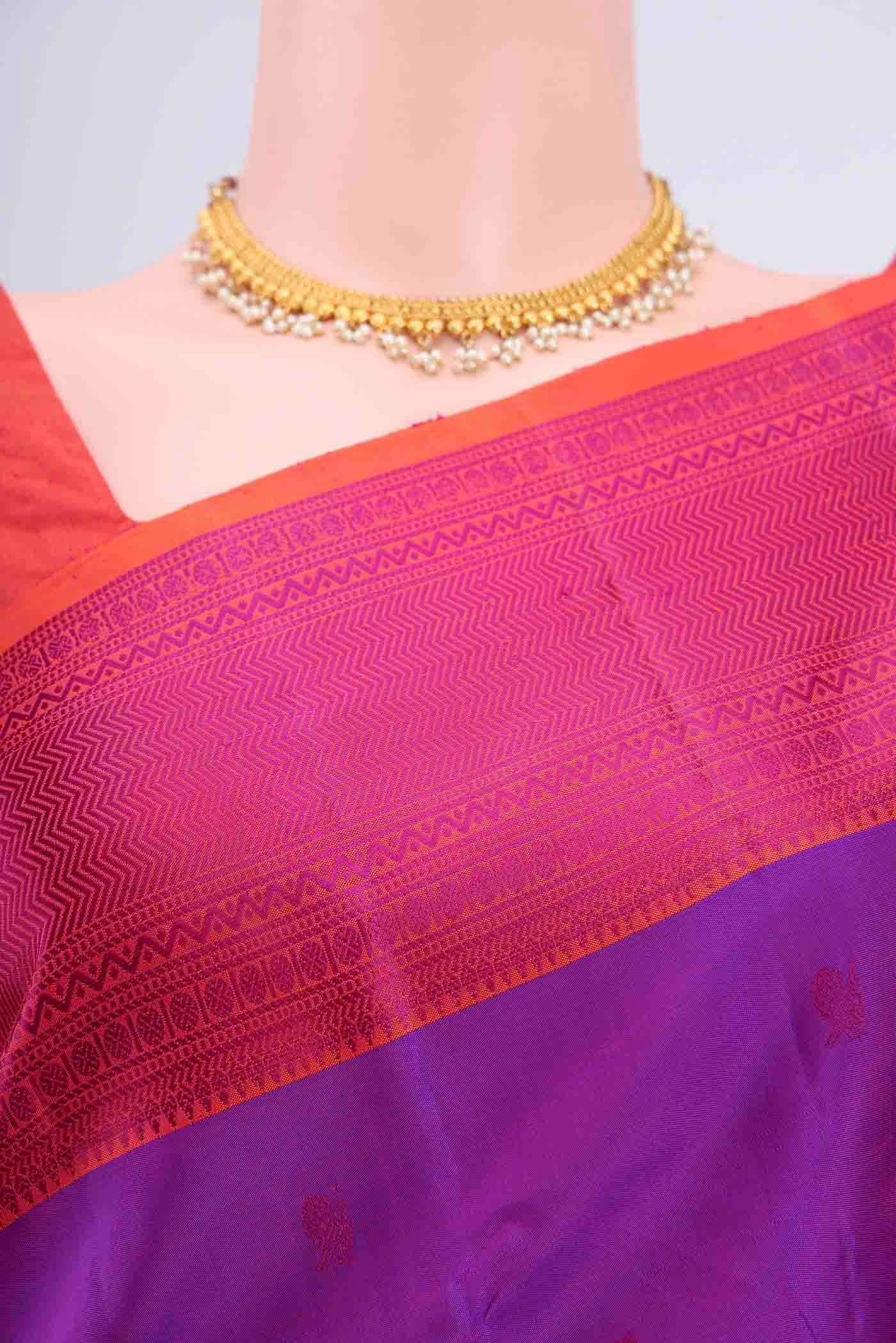 Magenta Kanchipuram Silk Saree - Image 2