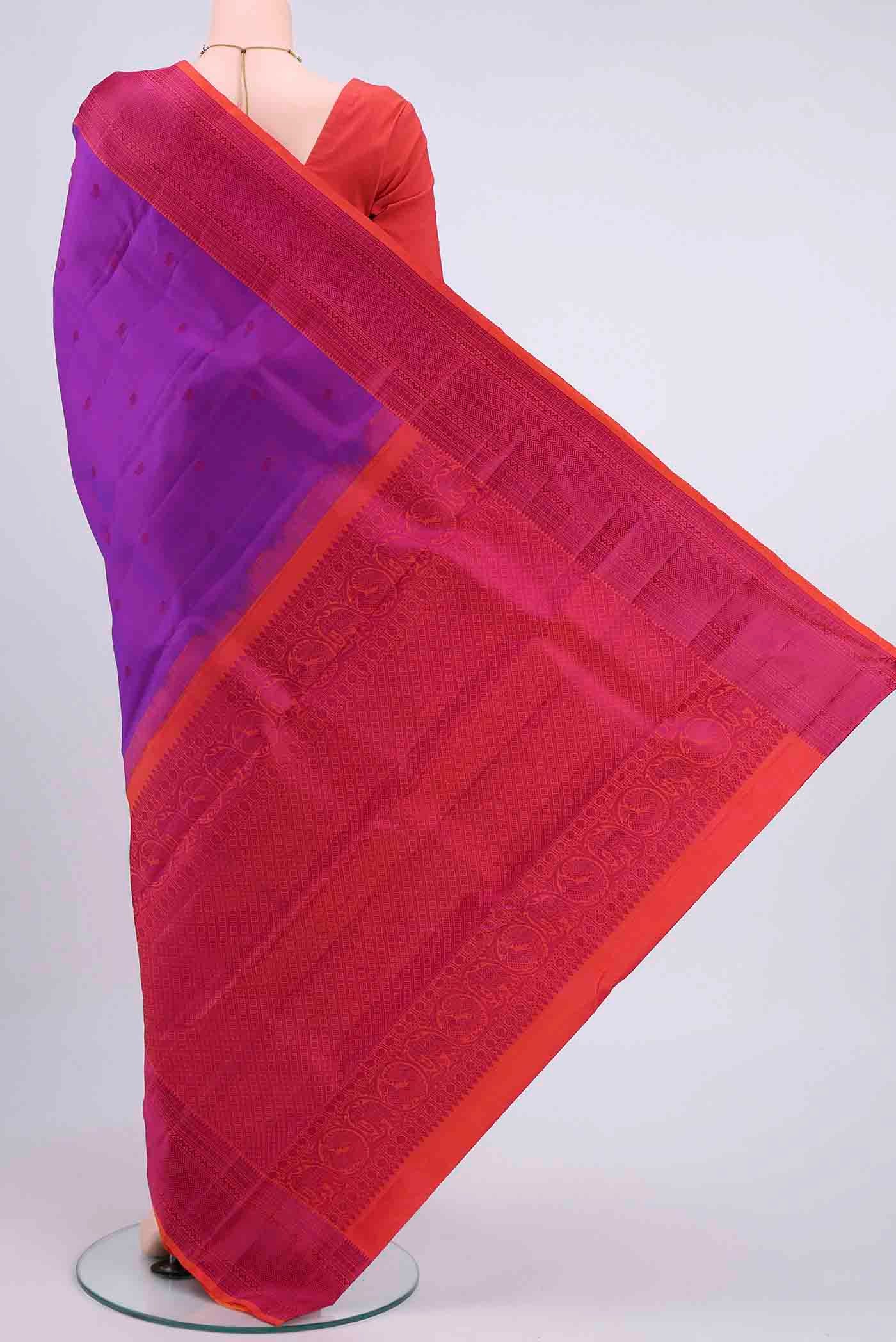 Magenta Kanchipuram Silk Saree - Image 3