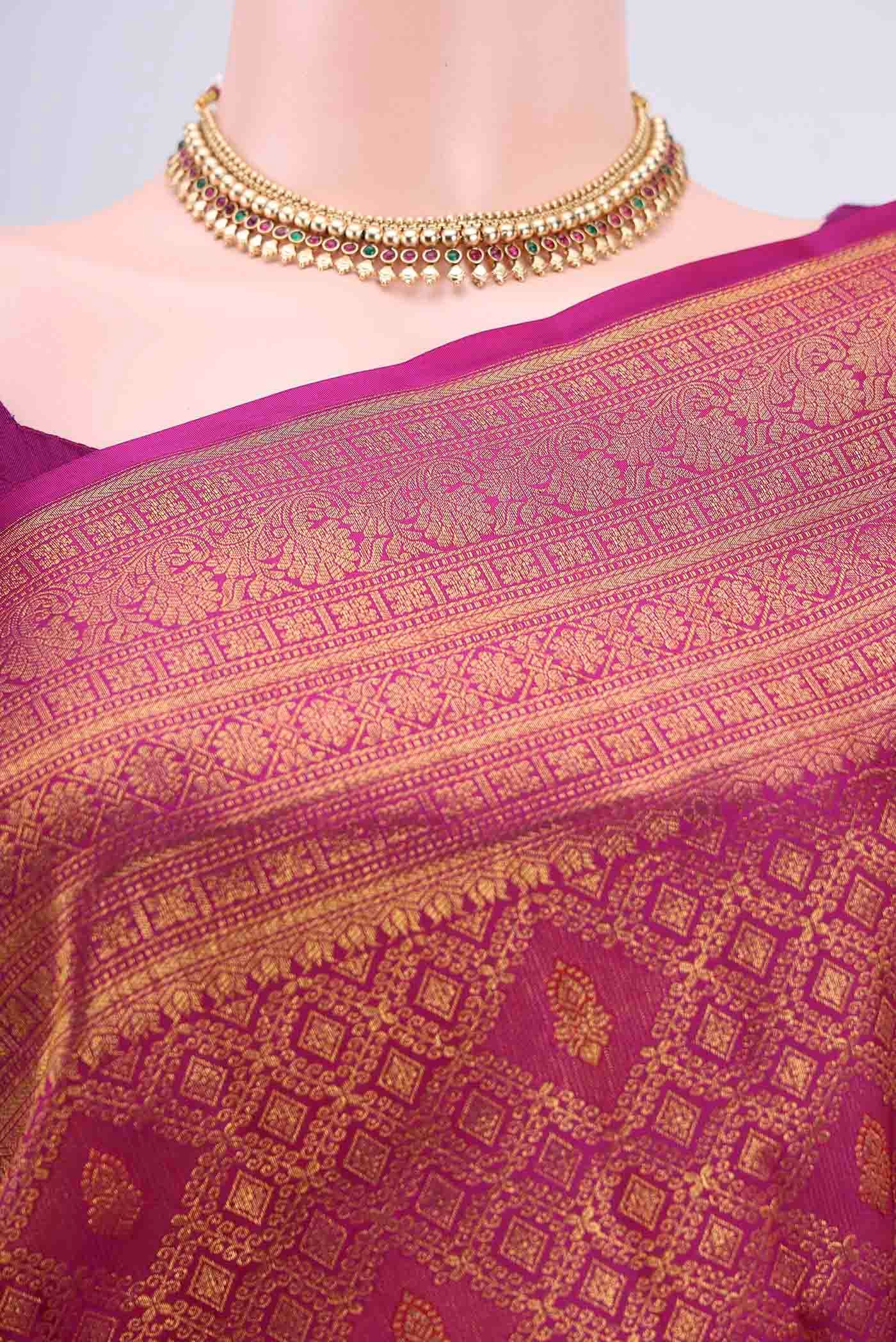 Magenta Kanchipuram Silk Saree - Image 2