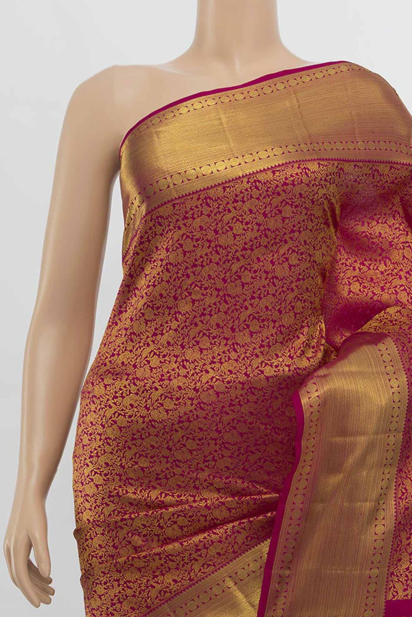Magenta Kanchipuram Silk Saree - Image 2