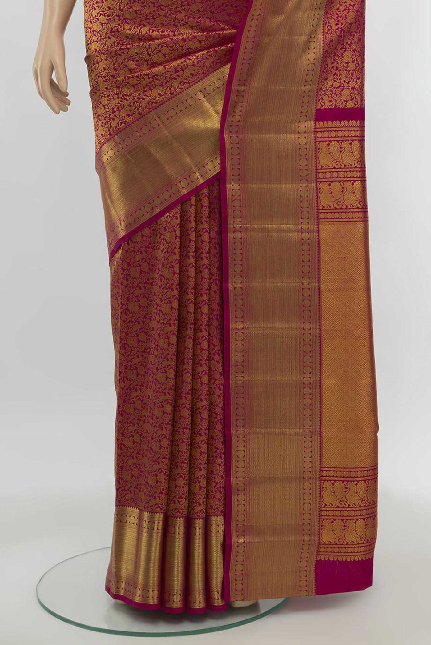 Magenta Kanchipuram Silk Saree - Image 3