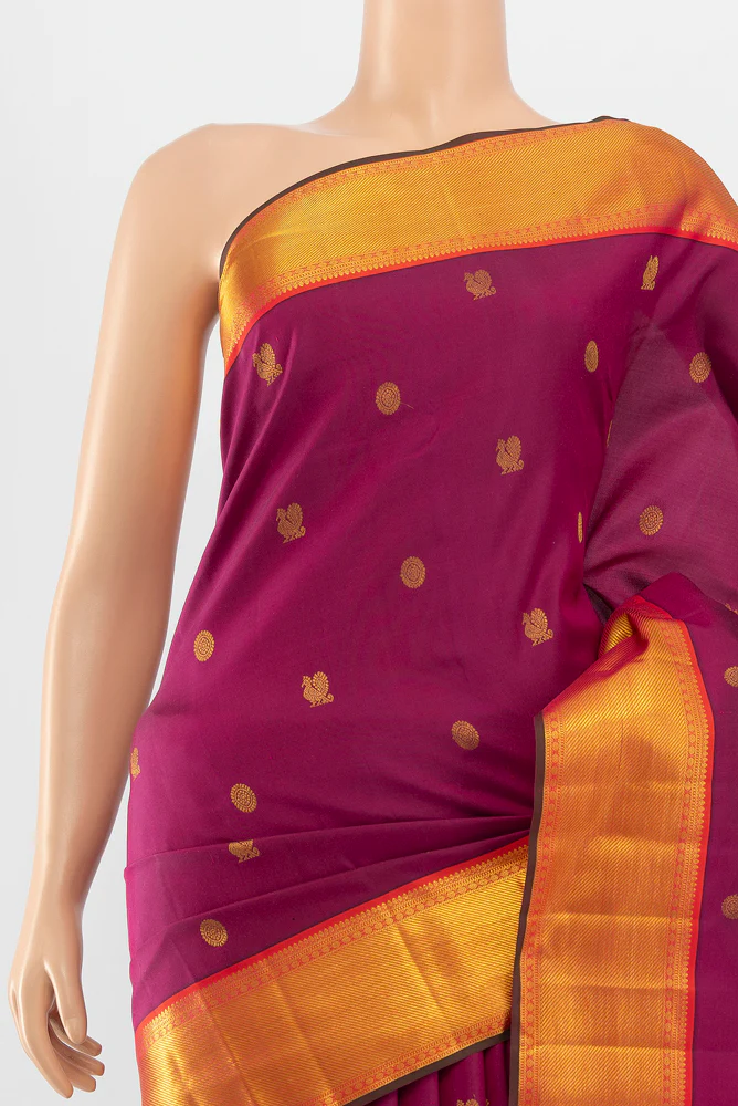 Magenta Kanchipuram Silk Saree - Image 2