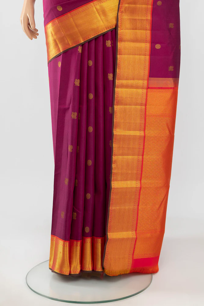 Magenta Kanchipuram Silk Saree - Image 3