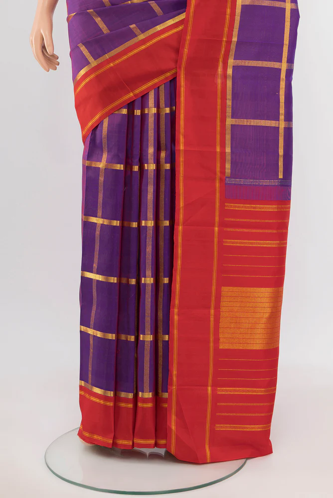 Purple Kanchipuram Silk Saree - Image 3