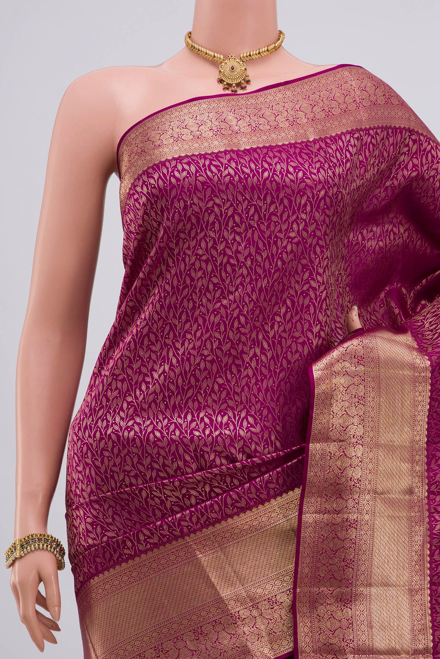Magenta Kanchipuram Silk Saree - Image 2