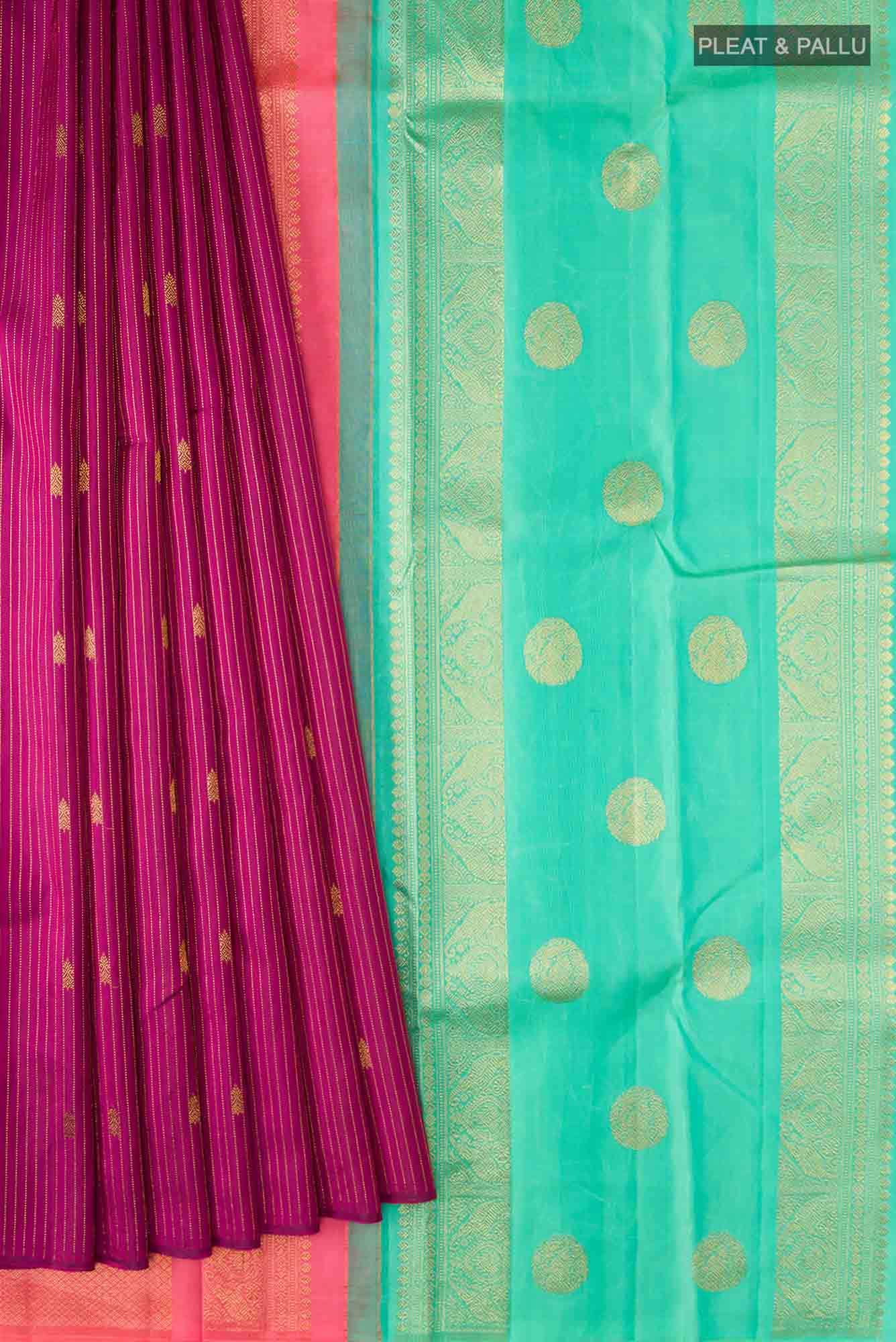 Magenta Kanchipuram Silk Saree - Image 2