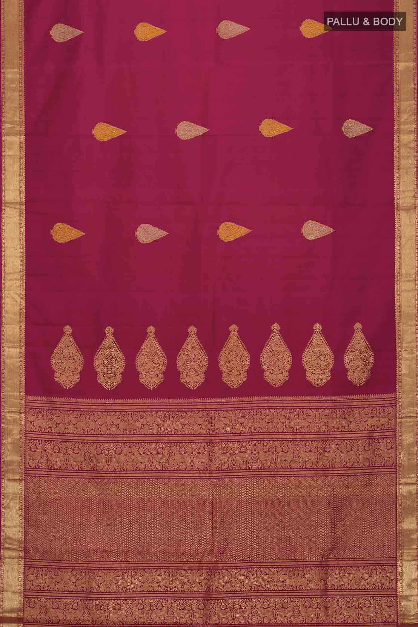 Magenta Kanjivaram Silk Saree - Image 4