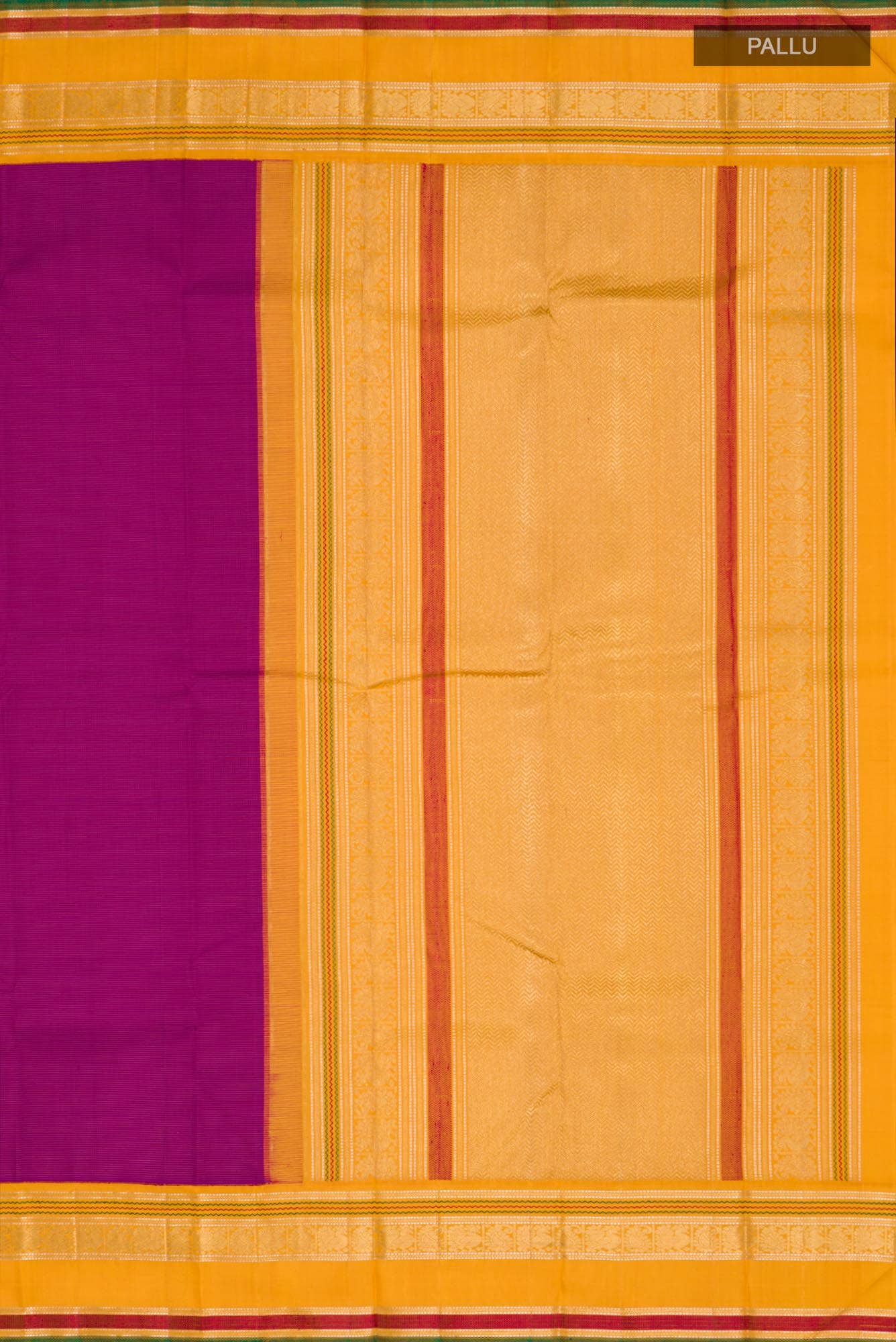 Pure Silk Pure Zari Magenta Kanchipuram Saree - Image 5