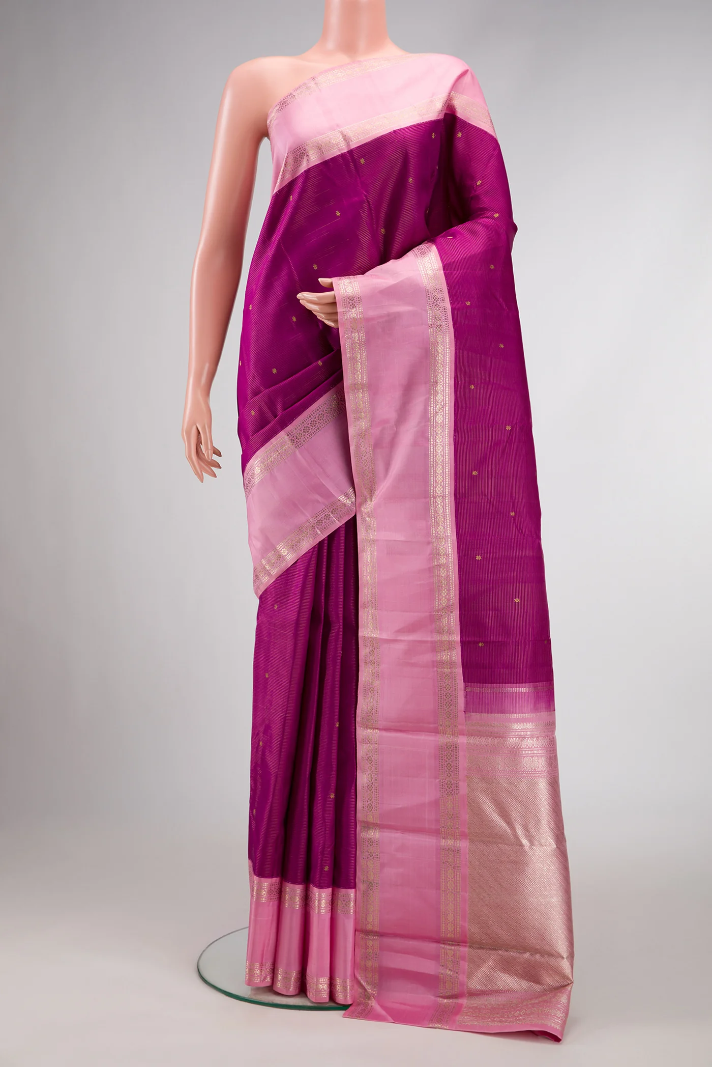 Pure Silk Pure Zari Magenta Kanchipuram Saree