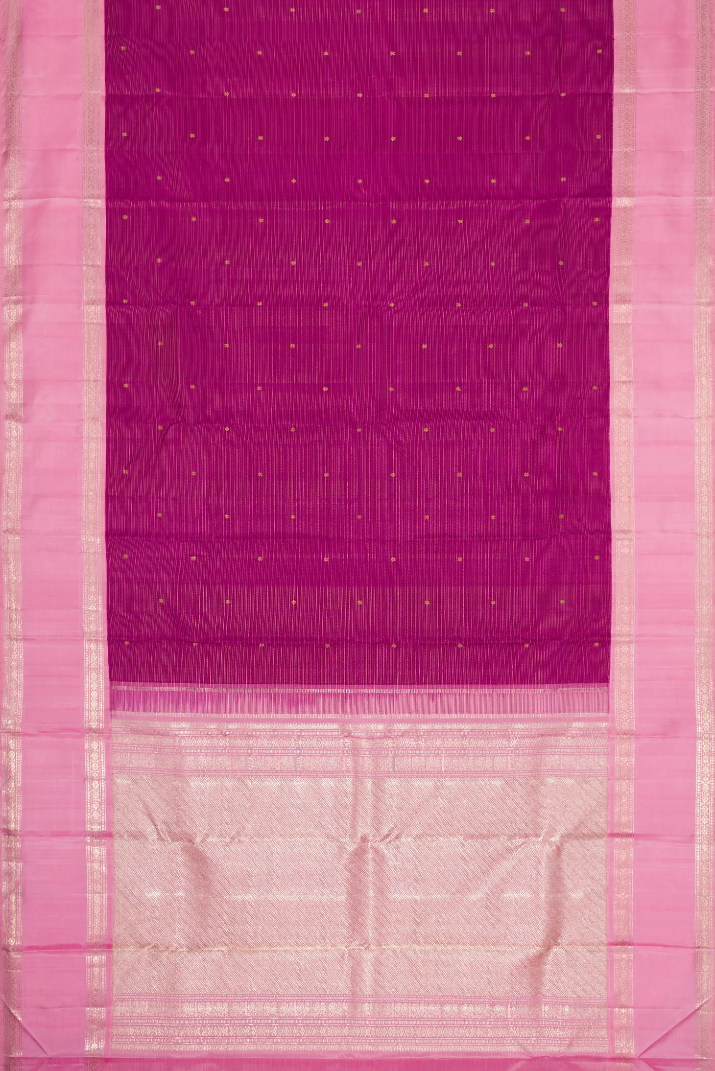 Pure Silk Pure Zari Magenta Kanchipuram Saree - Image 6