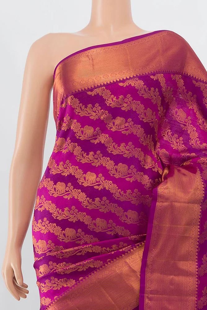 Magenta Kanjivaram Silk Saree - Image 2