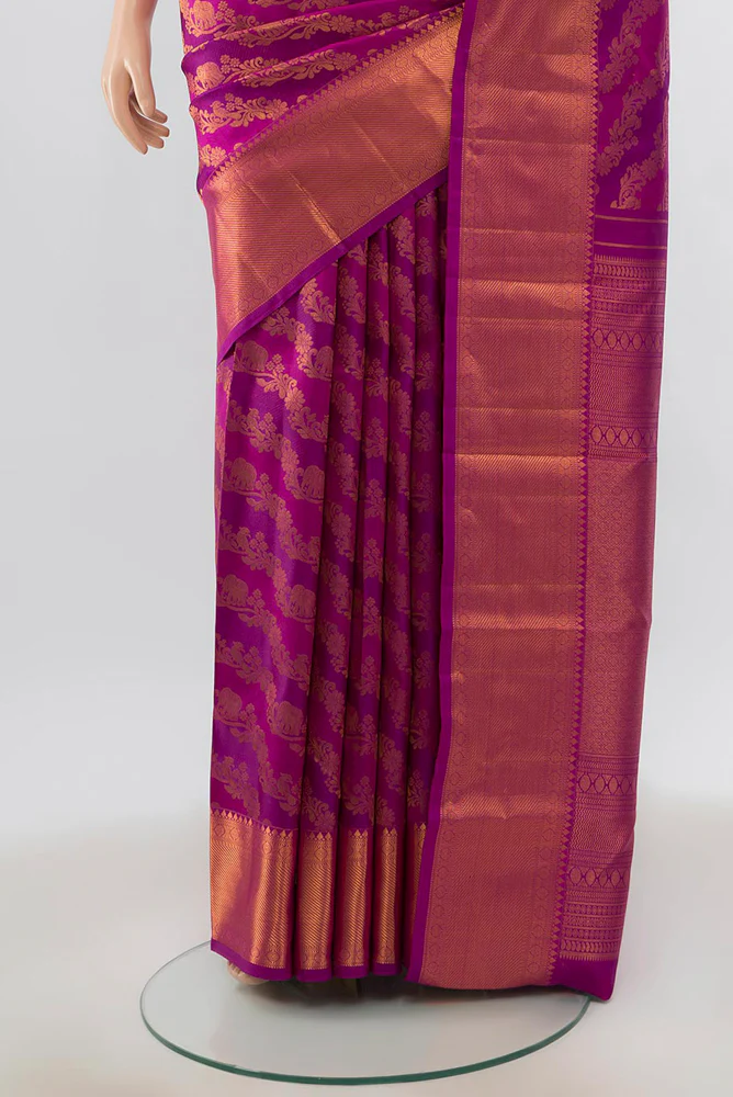 Magenta Kanjivaram Silk Saree - Image 3