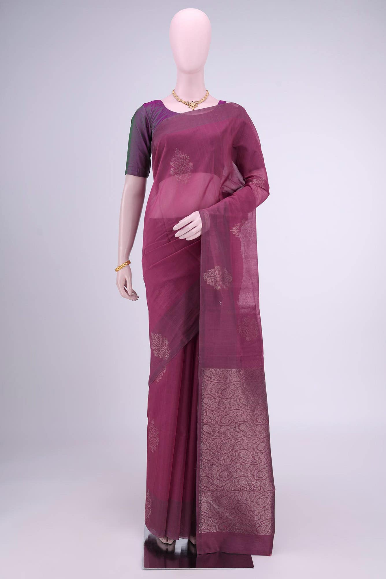 Magenta Kota Cotton Saree