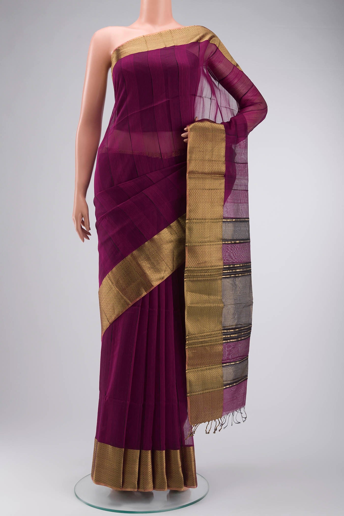 Magenta Maheshwari Silk Cotton Saree