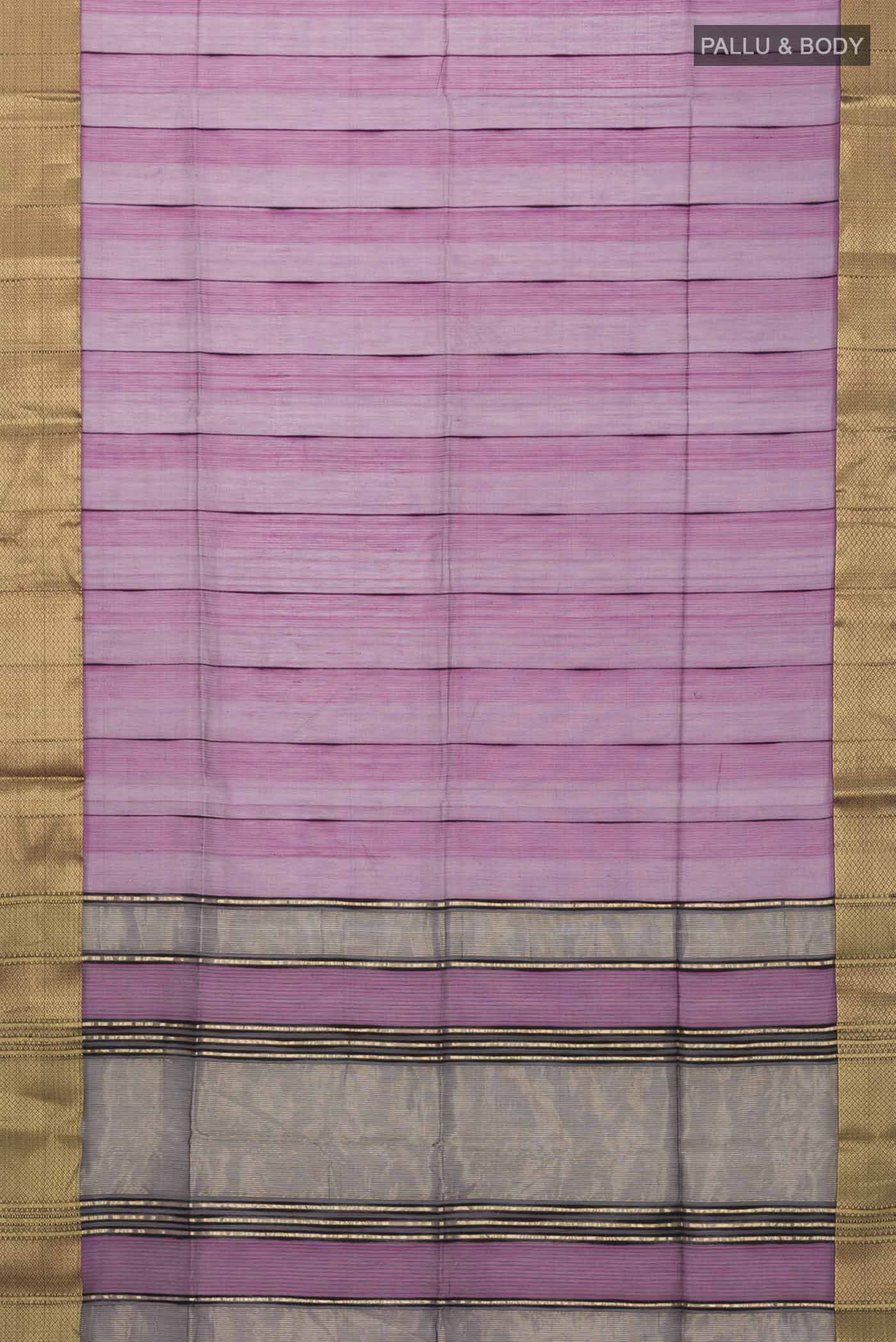 Magenta Maheshwari Silk Cotton Saree - Image 3