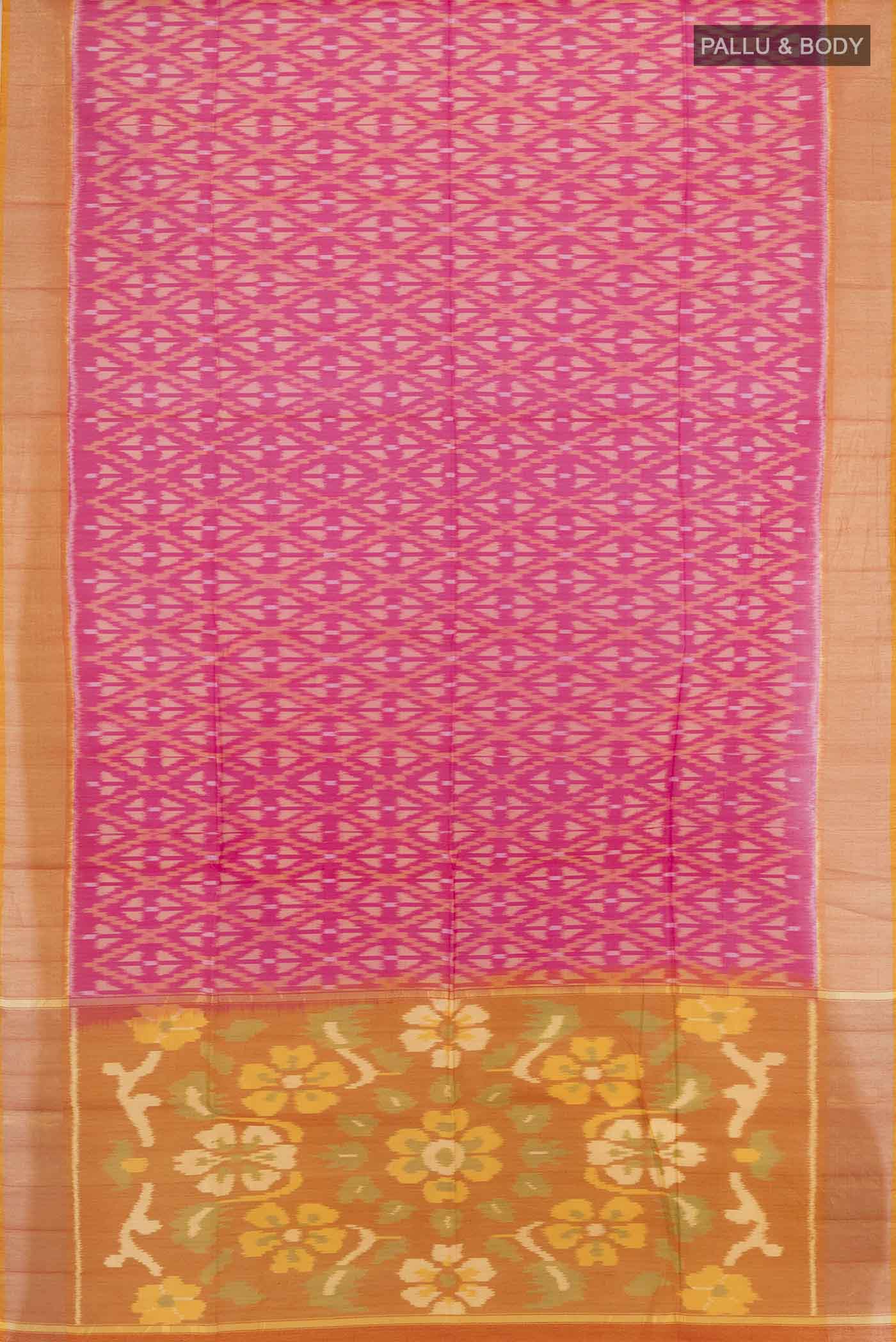 Pink Silk Cotton Saree - Image 5