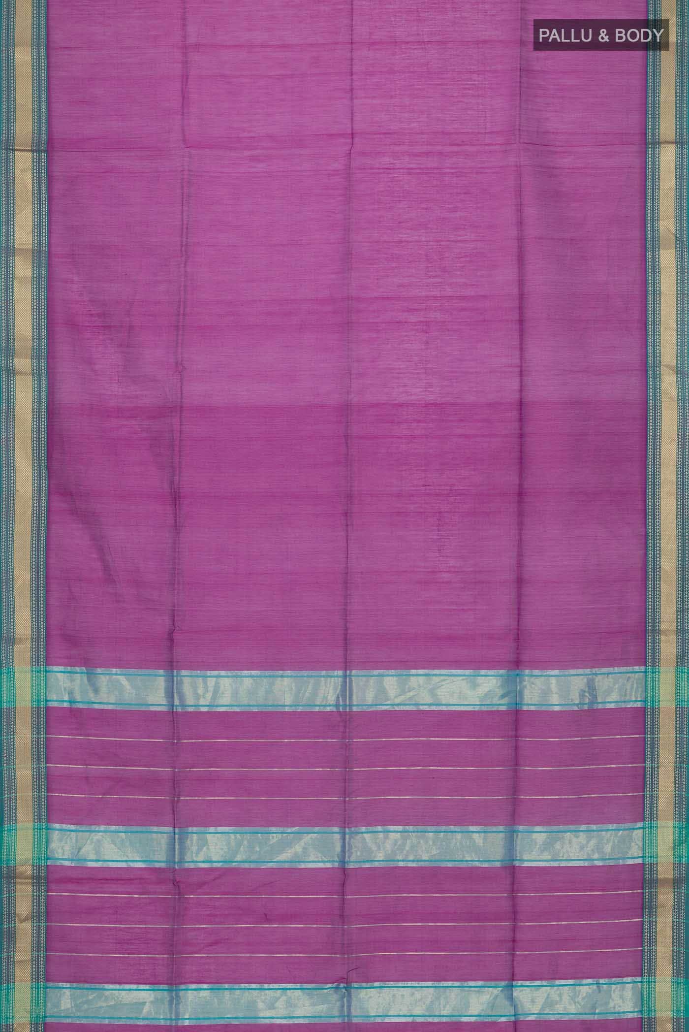 Magenta Maheshwari Silk Cotton Saree - Image 2