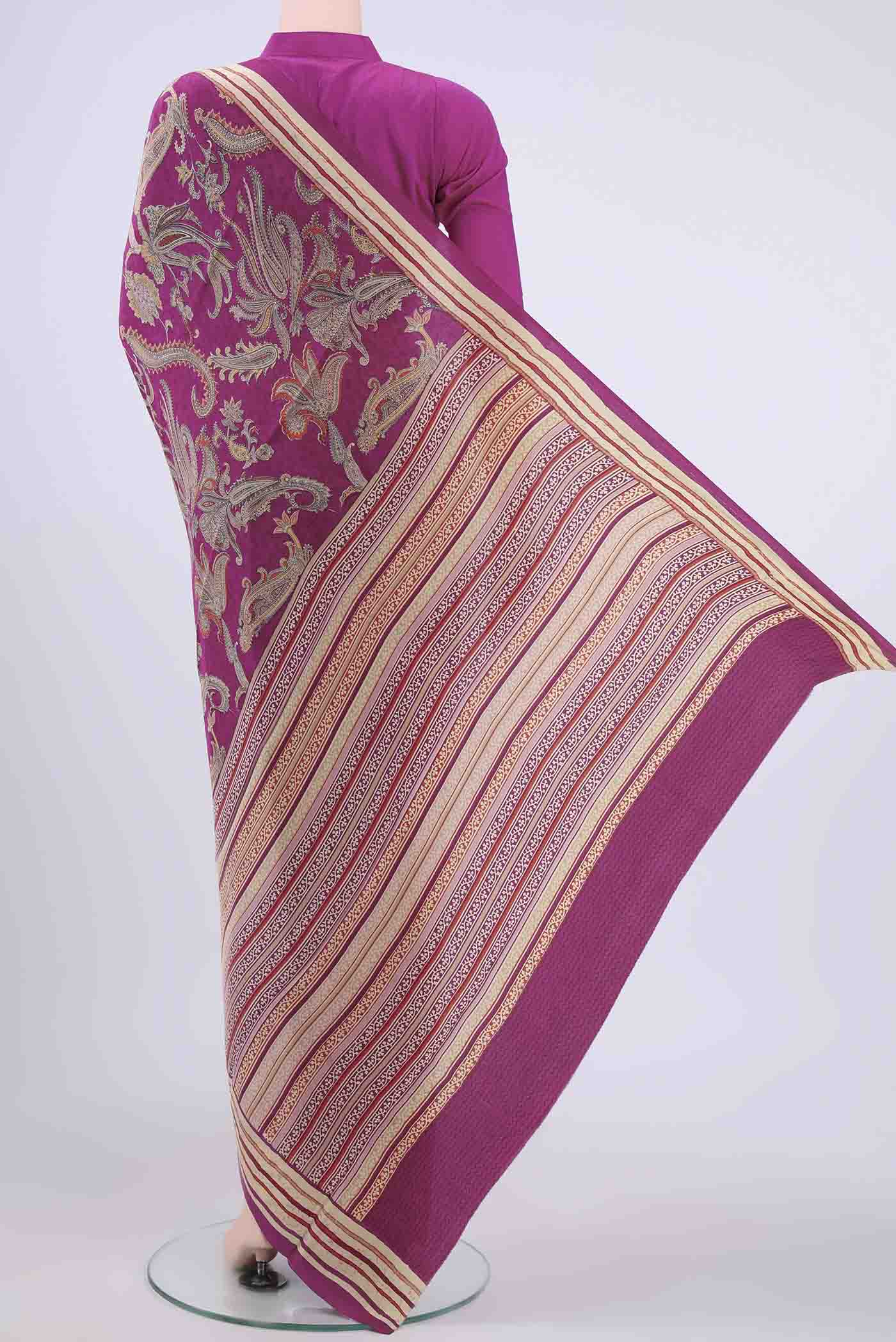 Magenta Mysore Crepe Saree - Image 3