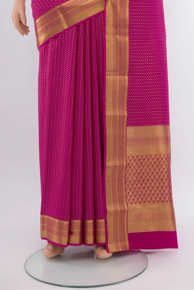 Rani Pink Mysore Crepe Saree - Image 3