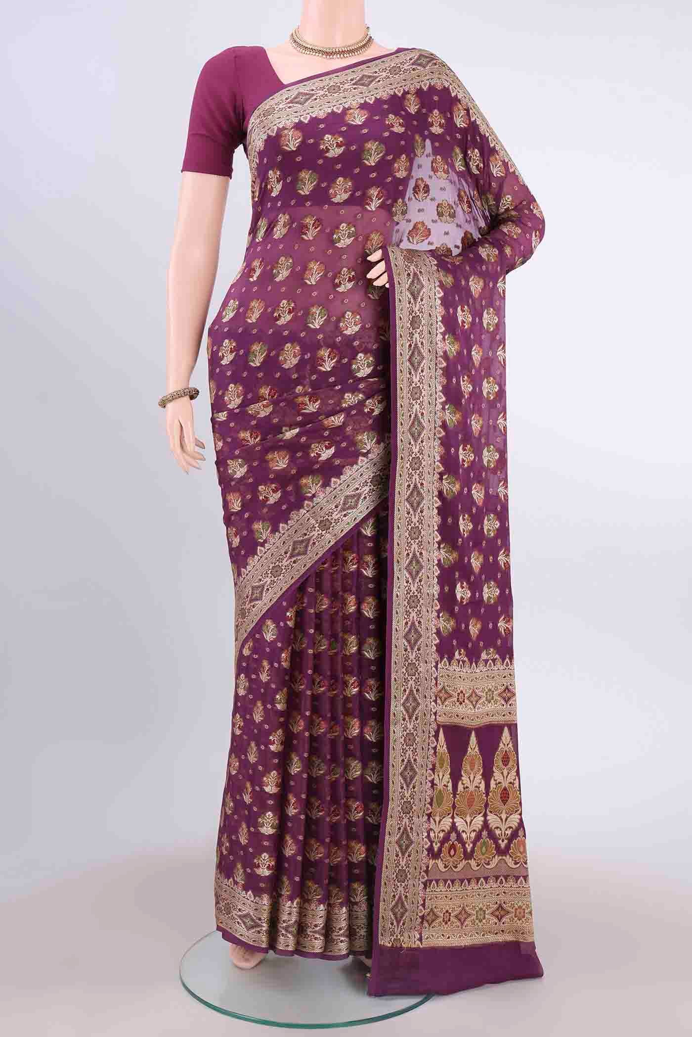 Magenta Mysore Georgette Saree