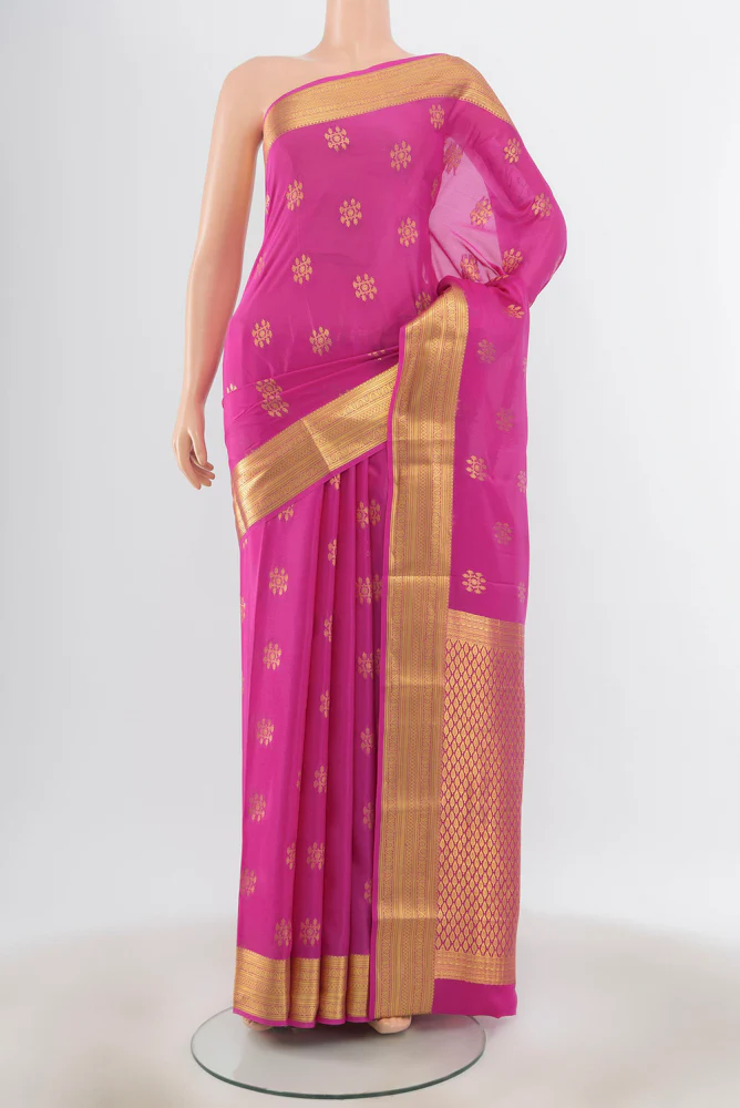 Pink Mysore Crepe Saree