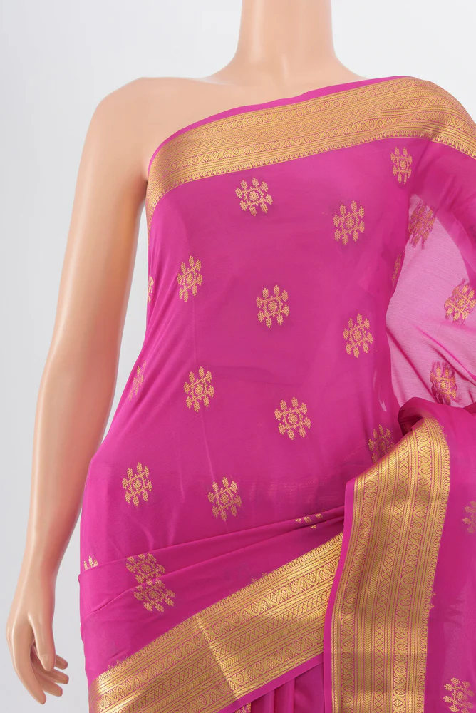 Pink Mysore Crepe Saree - Image 2