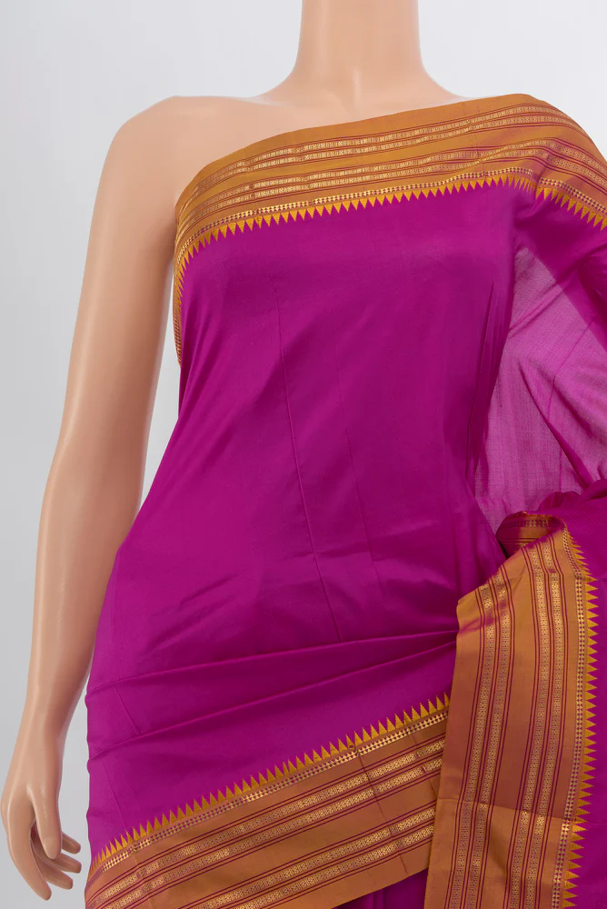 Magenta Narayanpet Silk Saree - Image 2