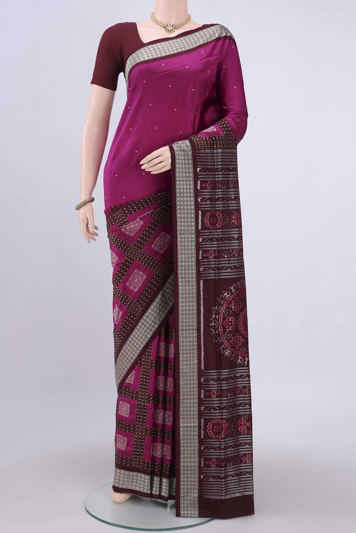 Magenta Orissa Silk Saree
