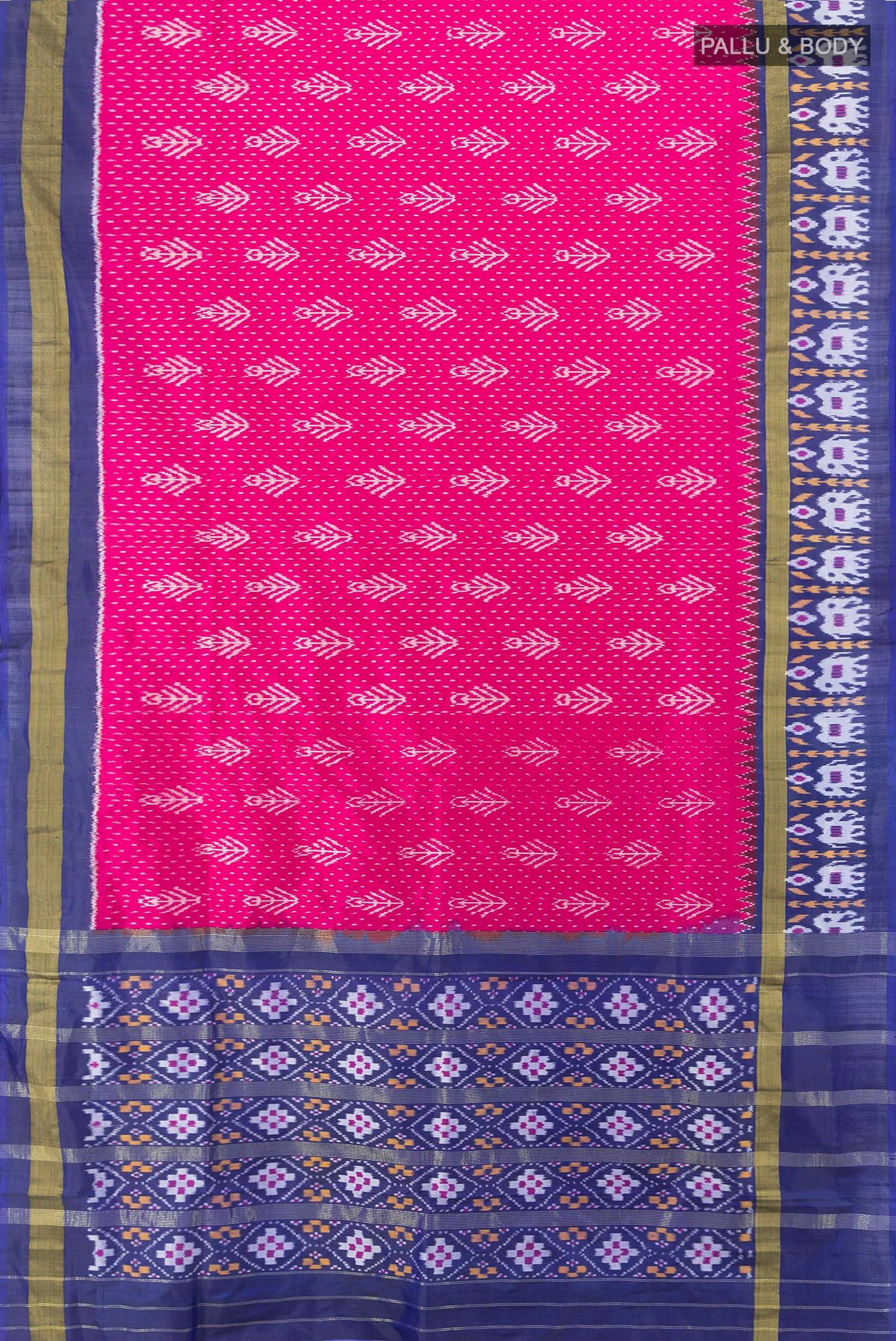 Rani Pink Pochampally Silk Saree - Image 5