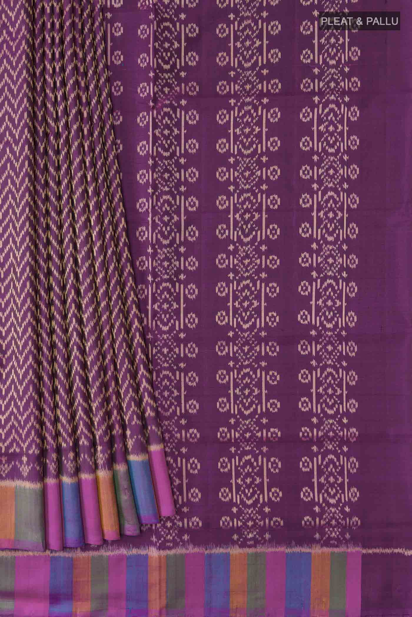 Violet Rajkot Patola Silk Saree - Image 4