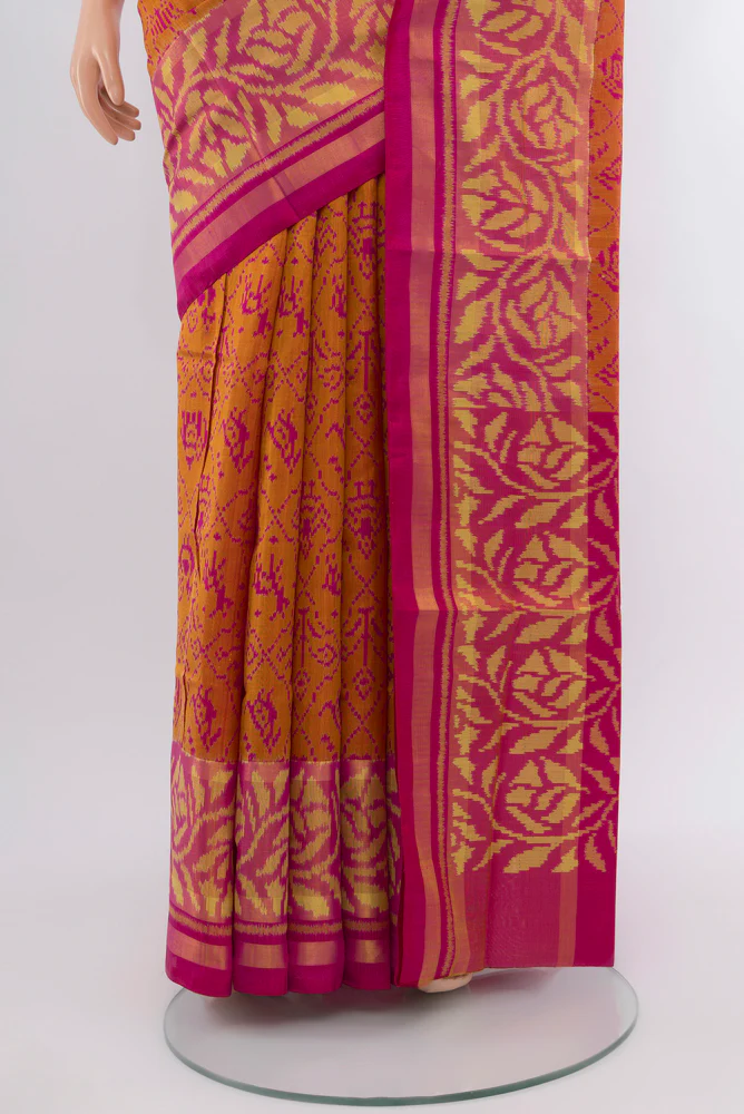 Rust Rajkot Patola Silk Saree - Image 3