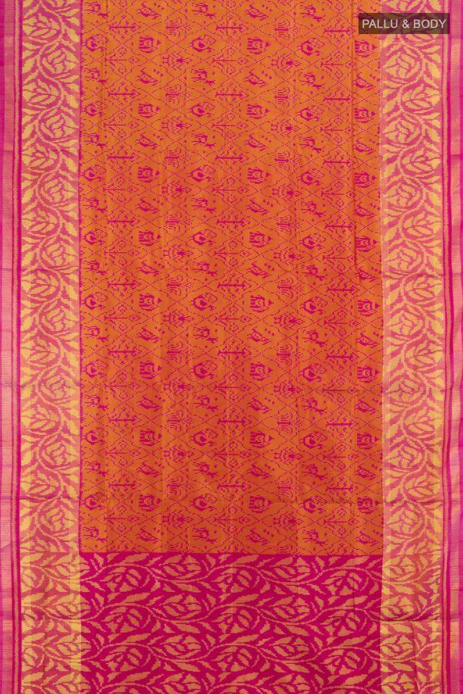 Rust Rajkot Patola Silk Saree - Image 5