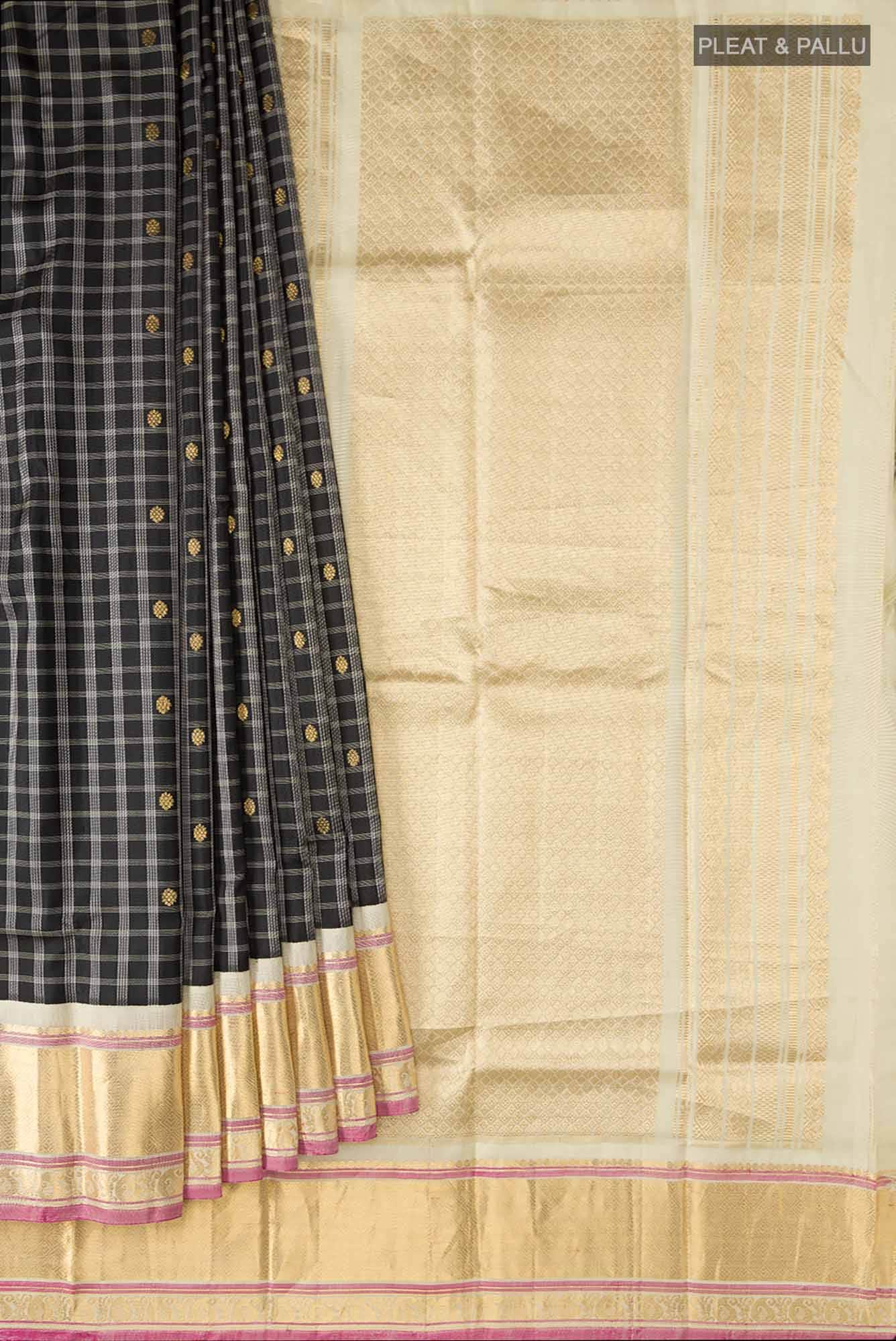 Black Gadwal Silk Saree - Image 2
