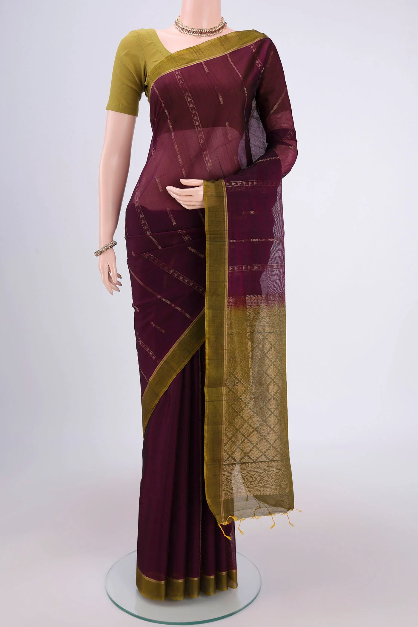 Coffee Brown Silk Cotton Saree